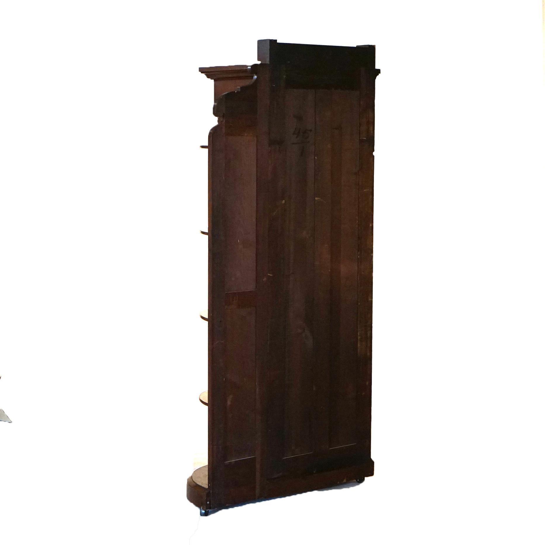 Antique Victorian Eastlake Carved Walnut & Burl Bookcase Etagere C1890 11
