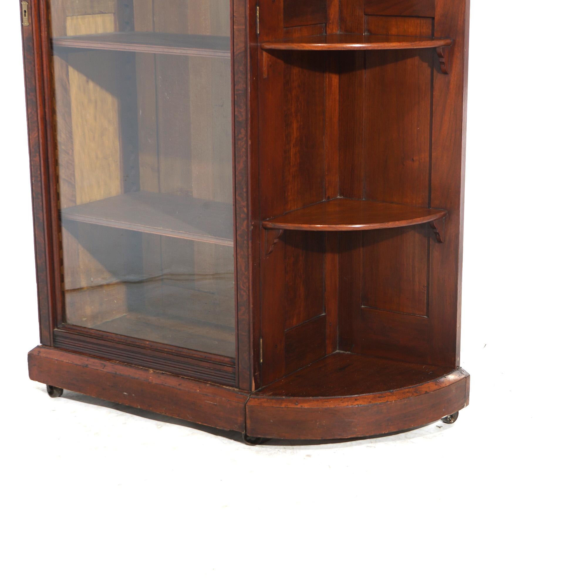 Antique Victorian Eastlake Carved Walnut & Burl Bookcase Etagere C1890 4