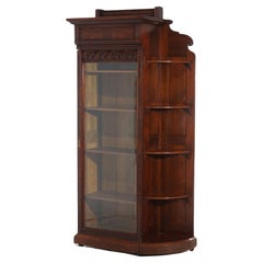 Antique Victorian Eastlake Carved Walnut & Burl Bookcase Etagere C1890