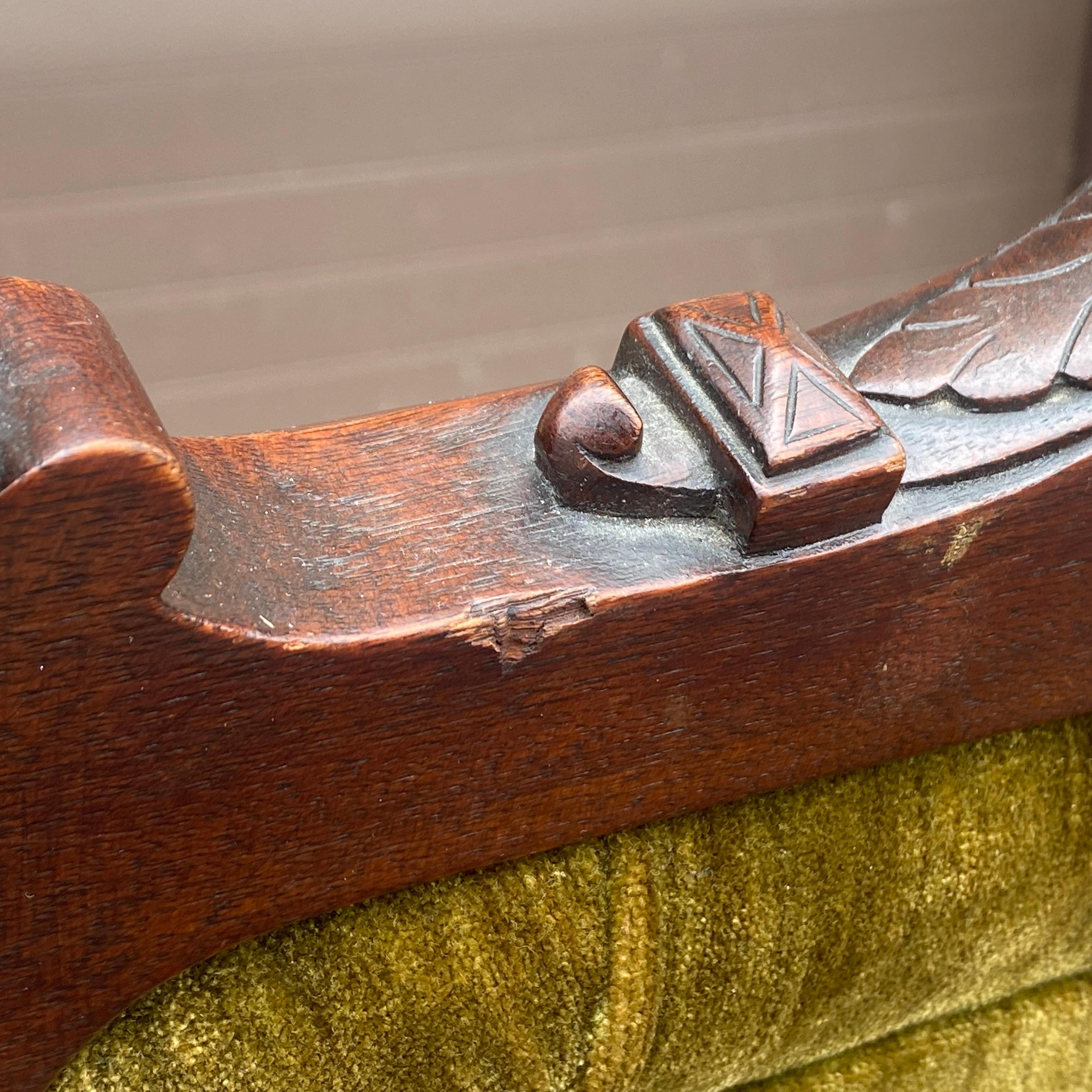 Antique Victorian Eastlake Carved Walnut Lounge Chair For Sale 3