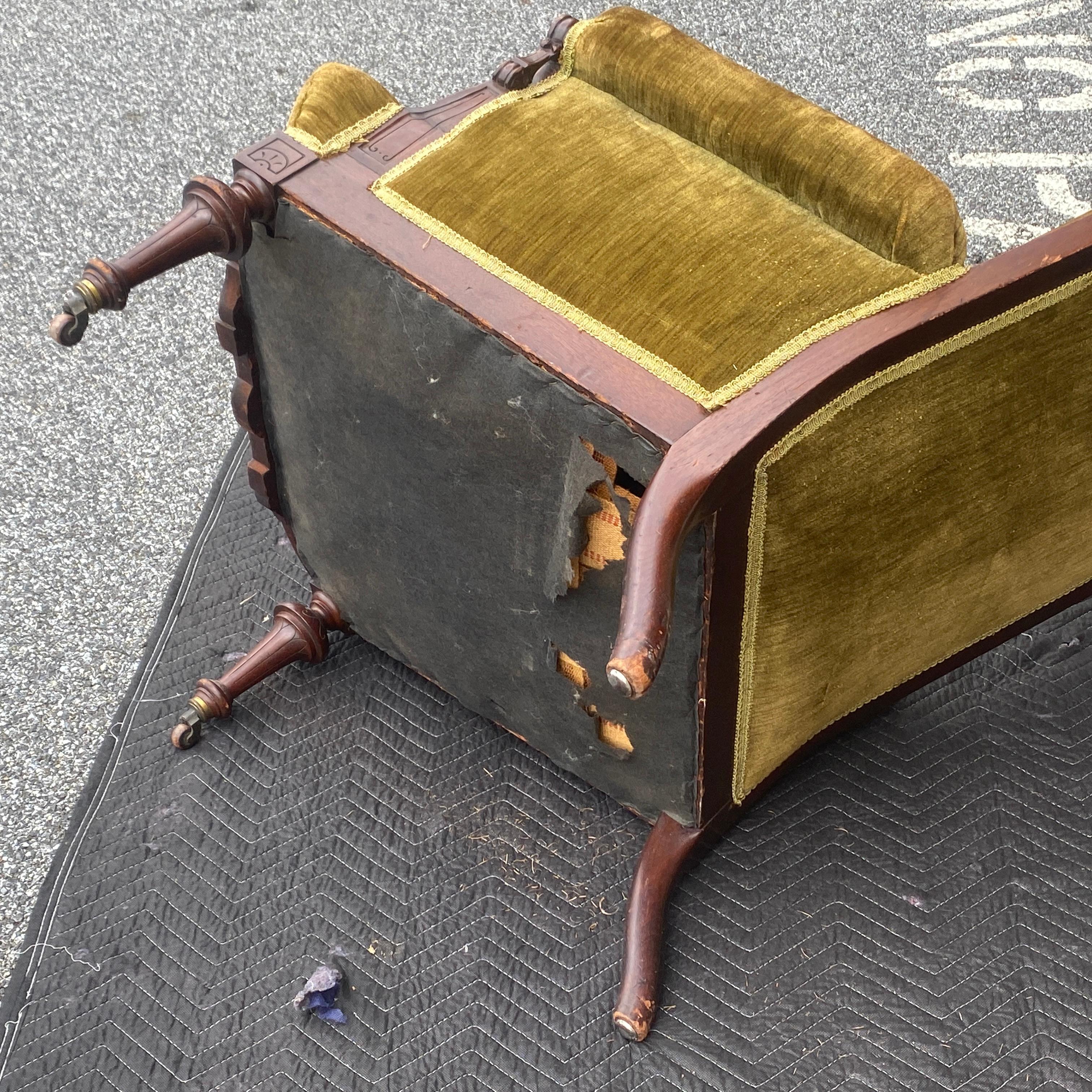 Antique Victorian Eastlake Carved Walnut Lounge Chair For Sale 10