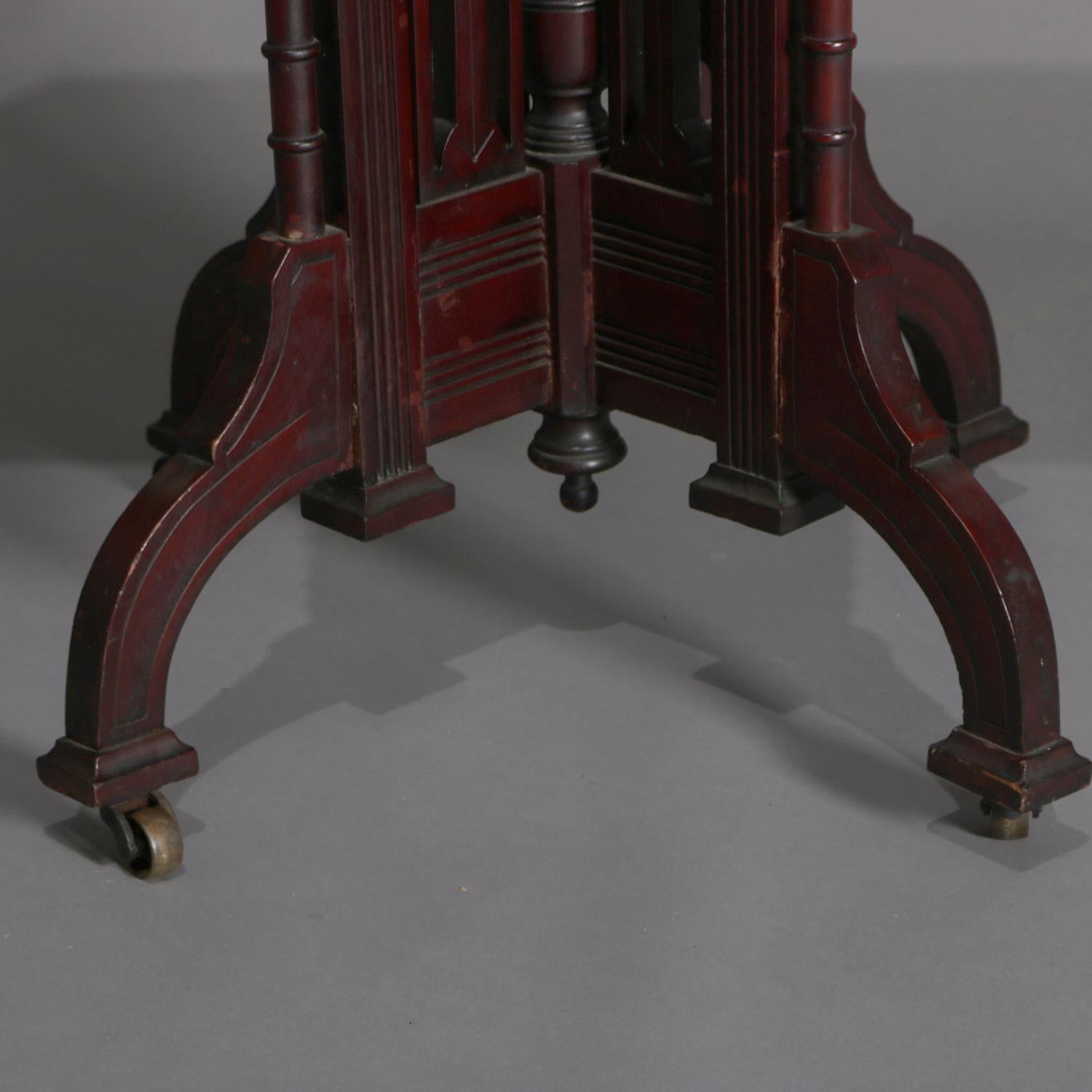 Antique Victorian Eastlake Carved Walnut Marble-Top Side Stand, circa 1890 5