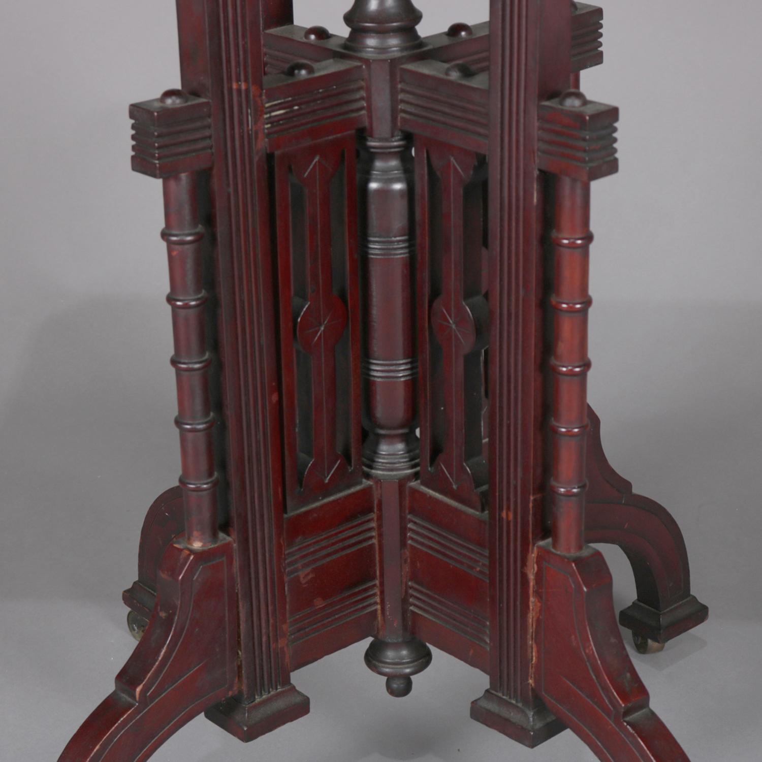 Antique Victorian Eastlake Carved Walnut Marble-Top Side Stand, circa 1890 3