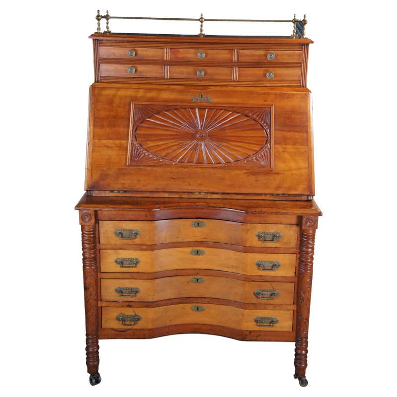 Wright Table Co. New England Style Cherry Blind Door Secretary Desk and ...