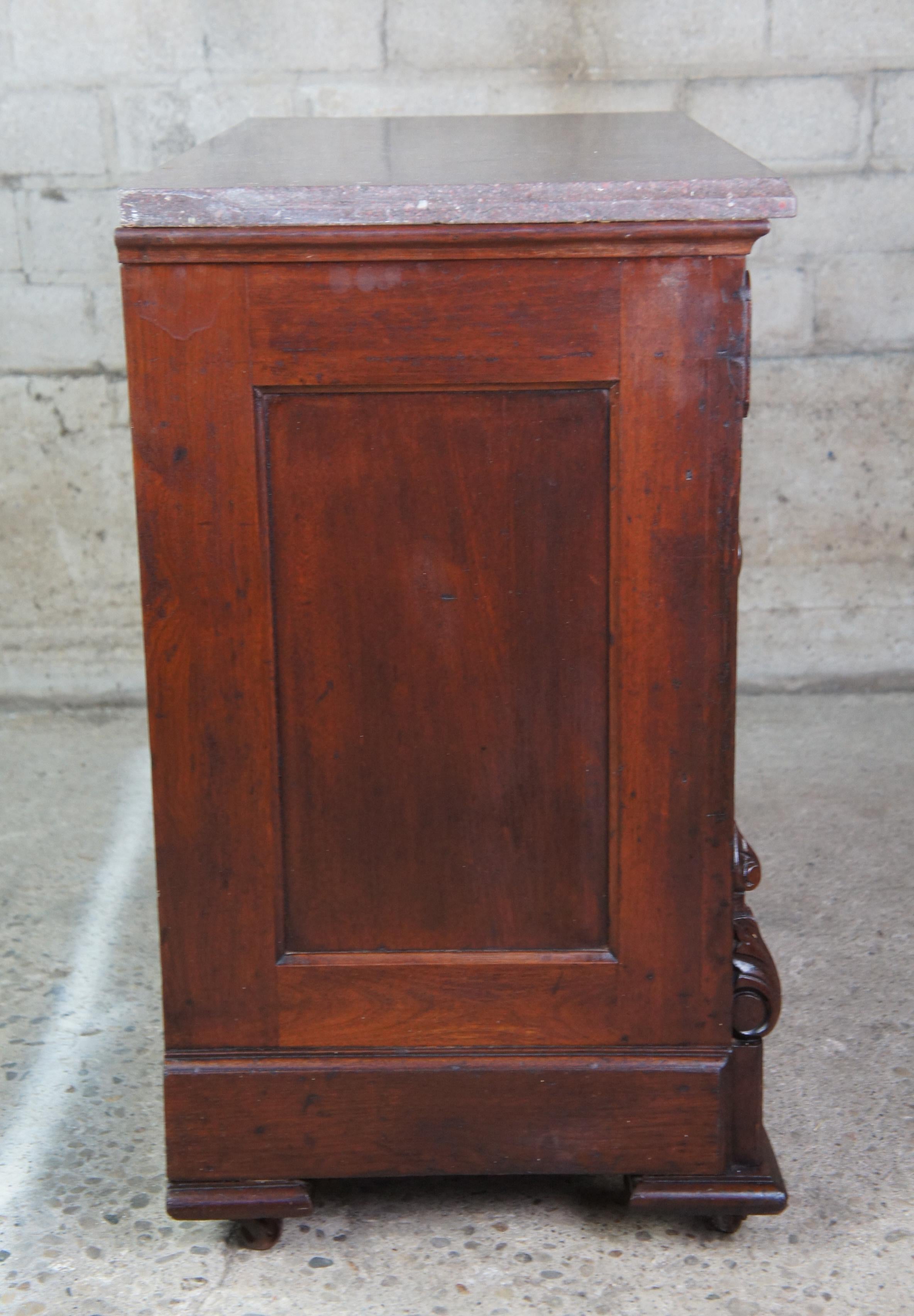 Antique Victorian Eastlake Granite Walnut Chest of Drawers Dresser Washstand  5