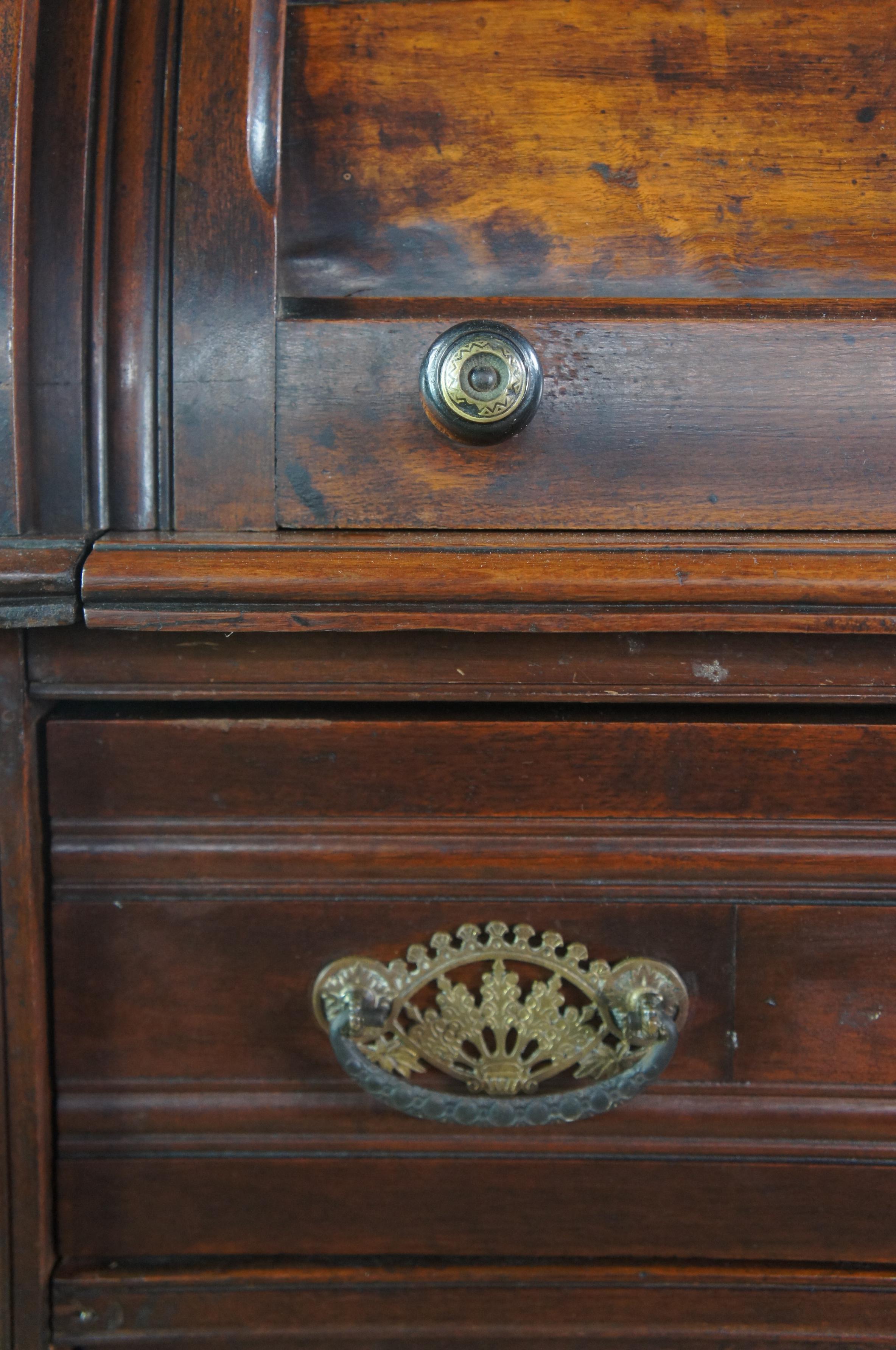 Antique Victorian Eastlake Half Cylinder Walnut Roll Top Secretary Writing Desk 2