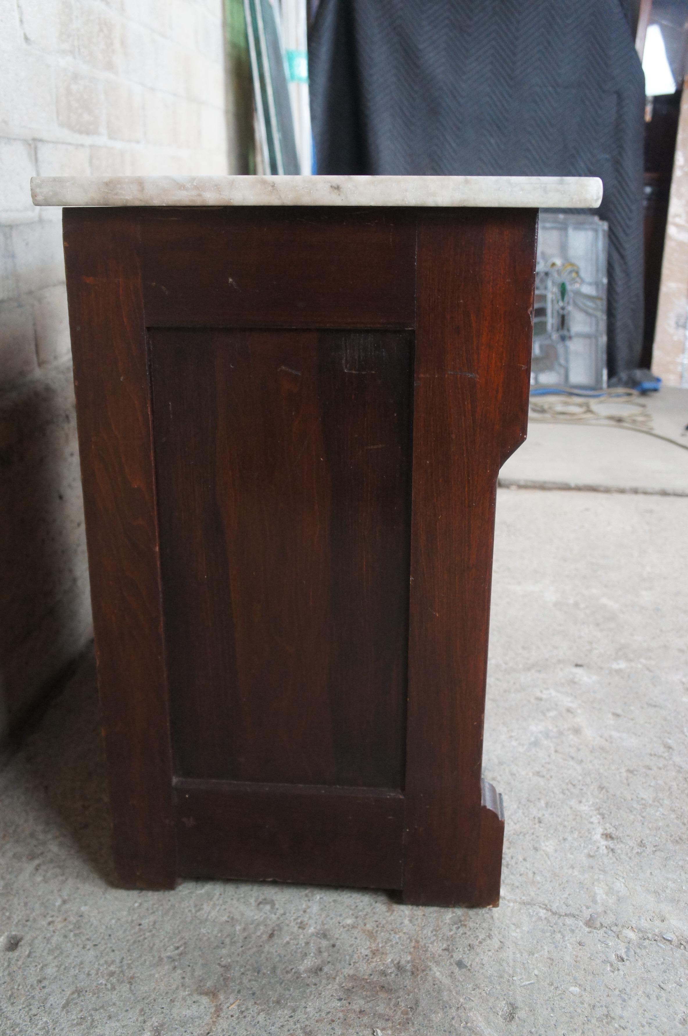 Antique Victorian Eastlake Mahogany Marble Top Wash Stand Basin Cabinet  For Sale 8