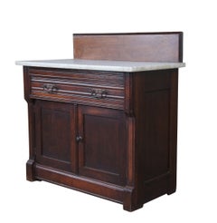 Antique Victorian Eastlake Mahogany Marble Top Wash Stand Basin Cabinet