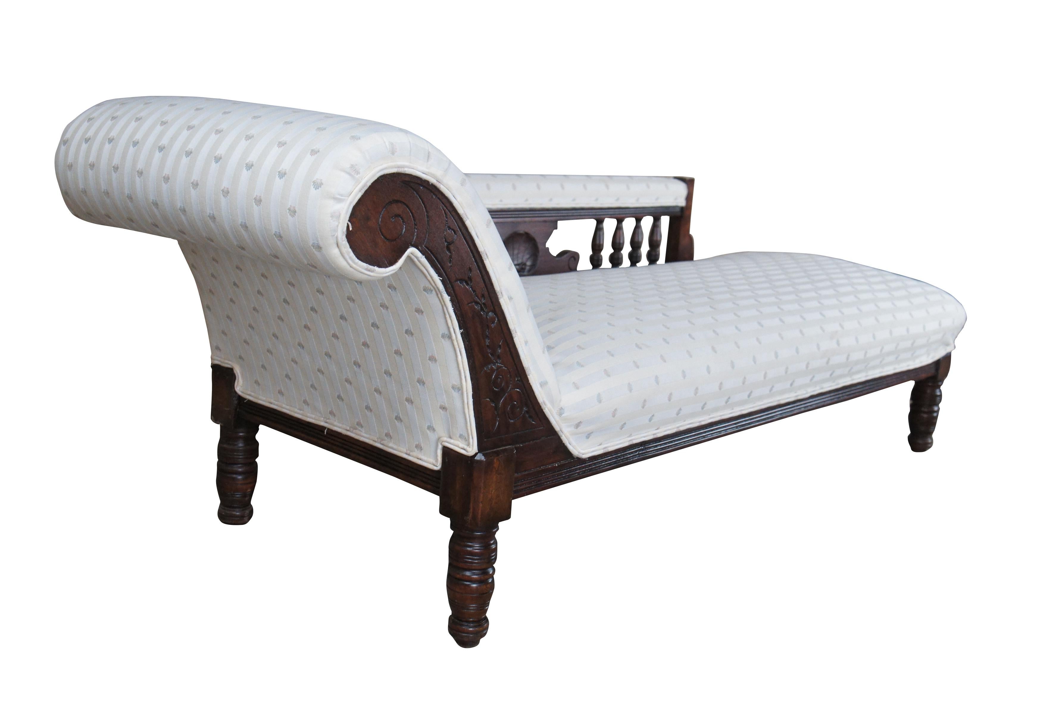 Antique Victorian Eastlake Mahogany Recamier Chaise Lounge Daybed 72