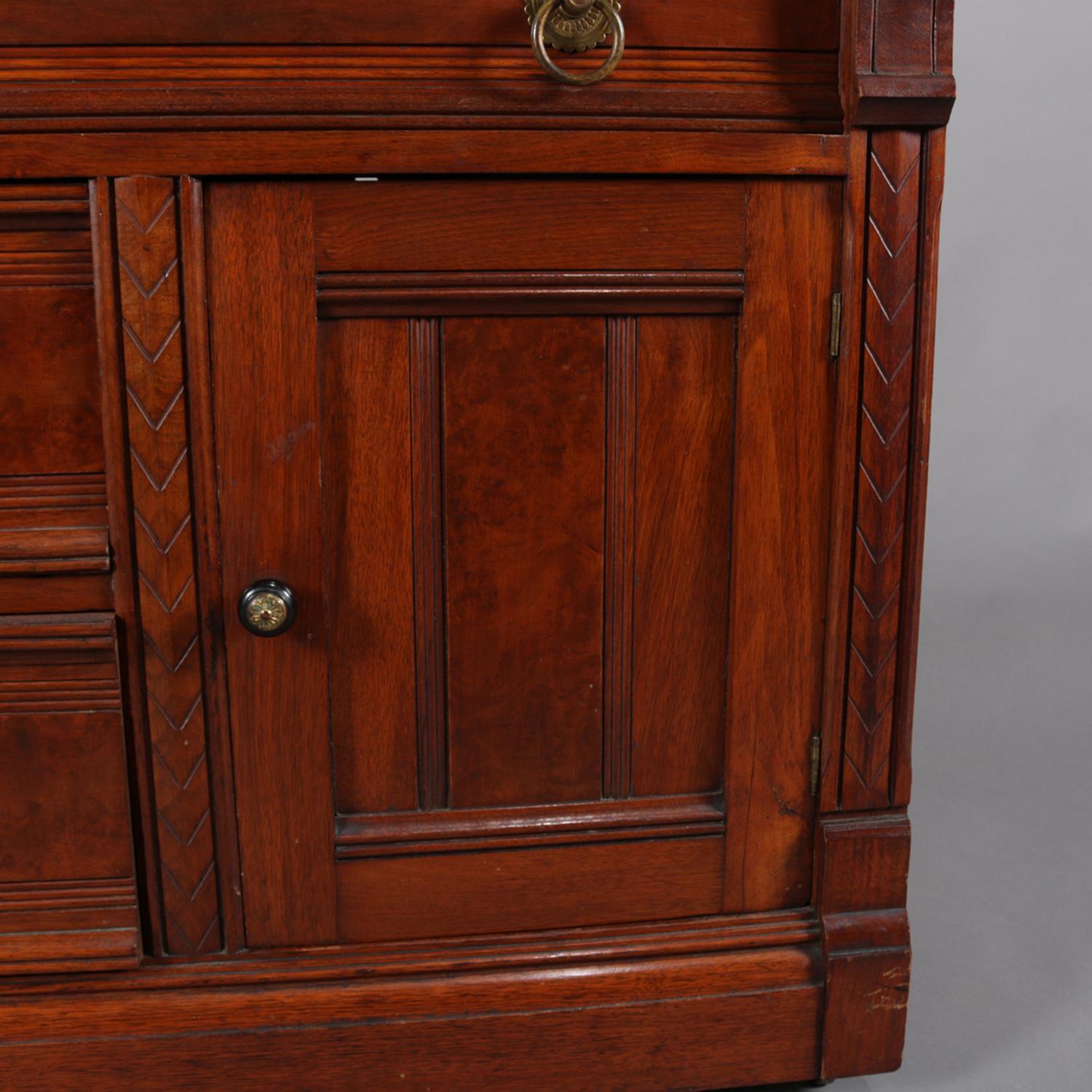 Antique Victorian Eastlake Marble-Top and Walnut Wash Stand, circa 1890 3