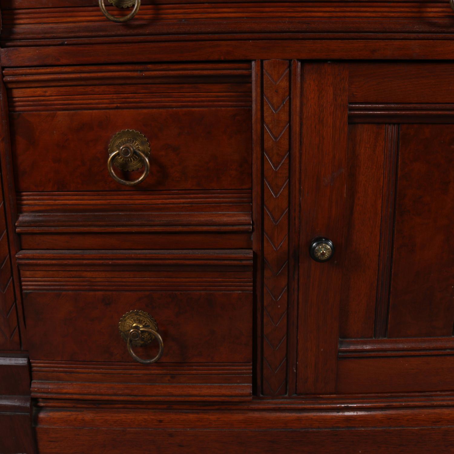 19th Century Antique Victorian Eastlake Marble-Top and Walnut Wash Stand, circa 1890