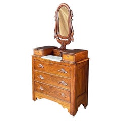 Antique Victorian Eastlake Marble-Top Dresser with Swivel Mirror