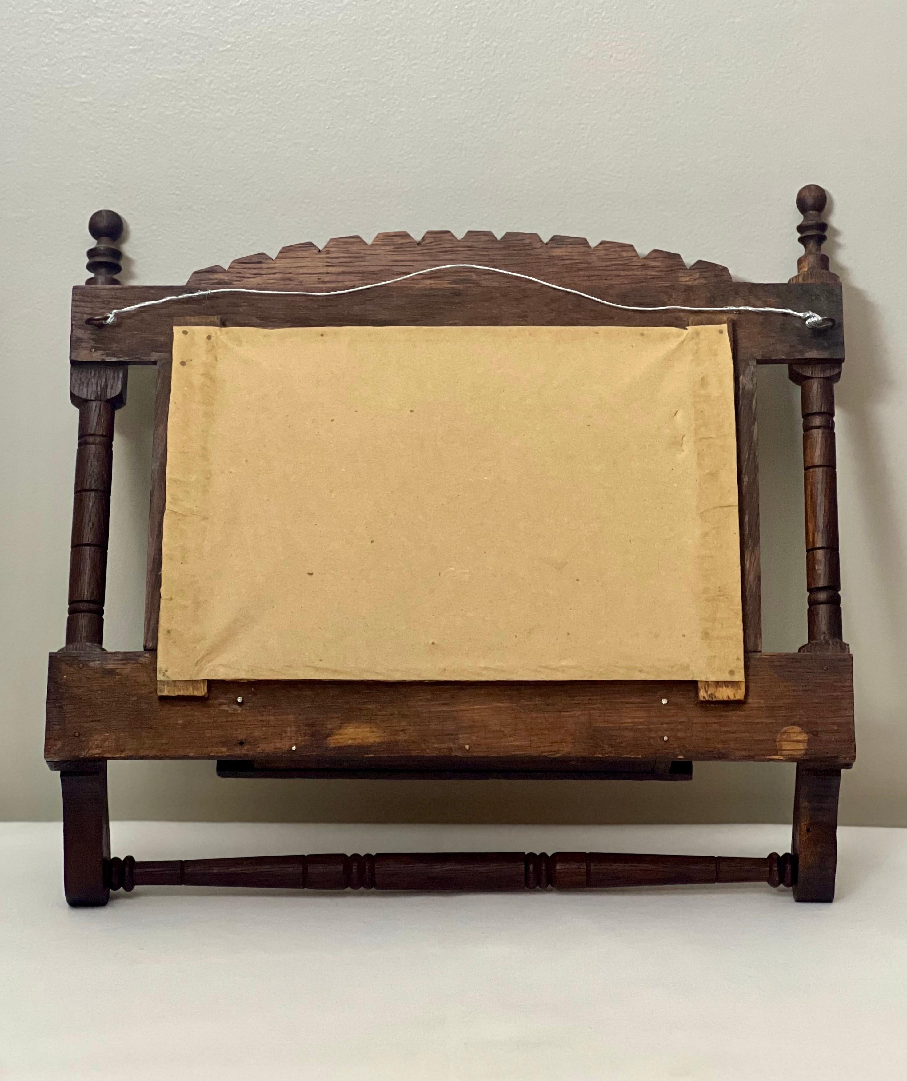 Antique Mirror vittoriano in Oak con barra portasciugamani in vendita 2