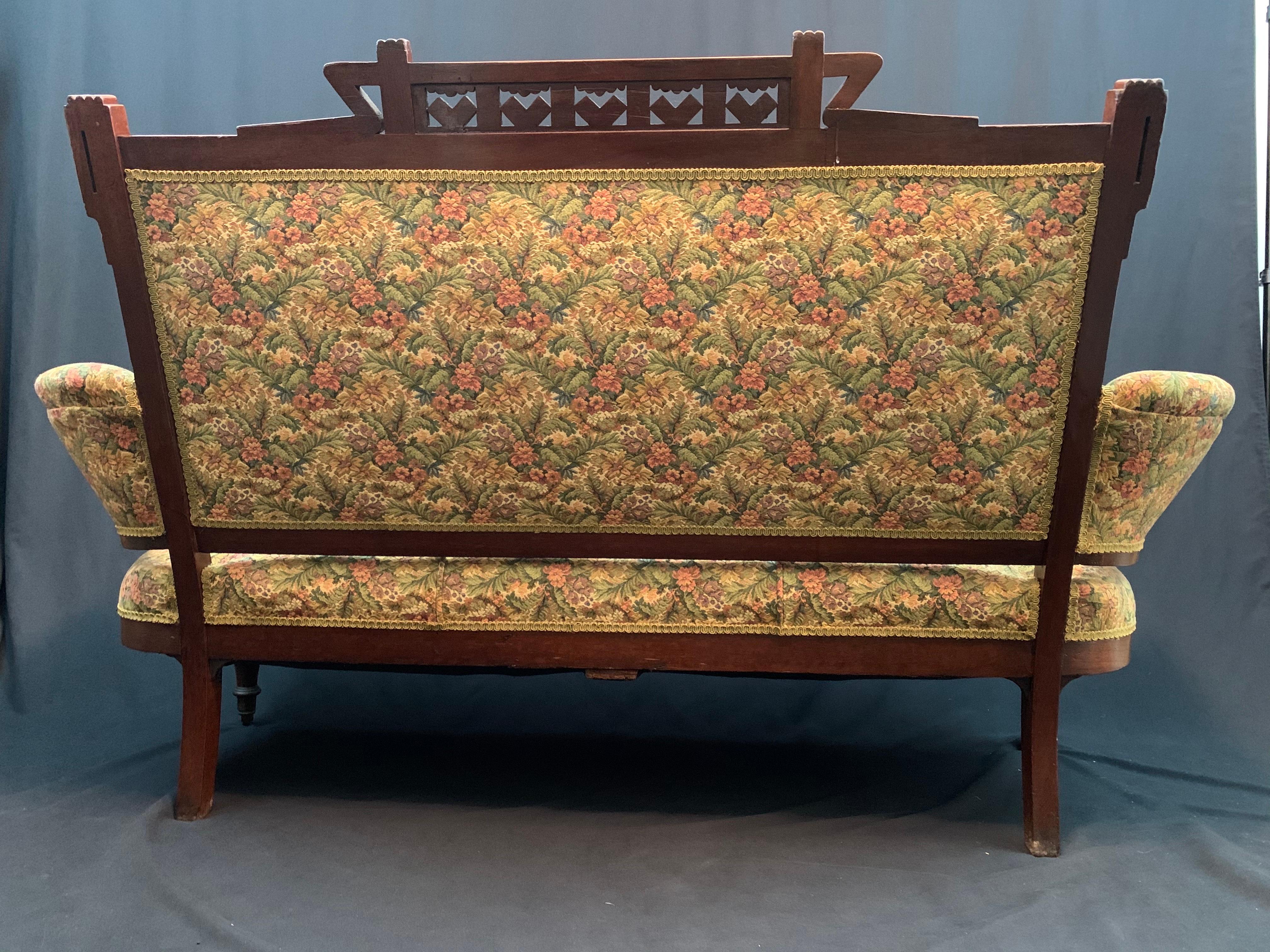 19th Century Antique Victorian Eastlake Settee For Sale