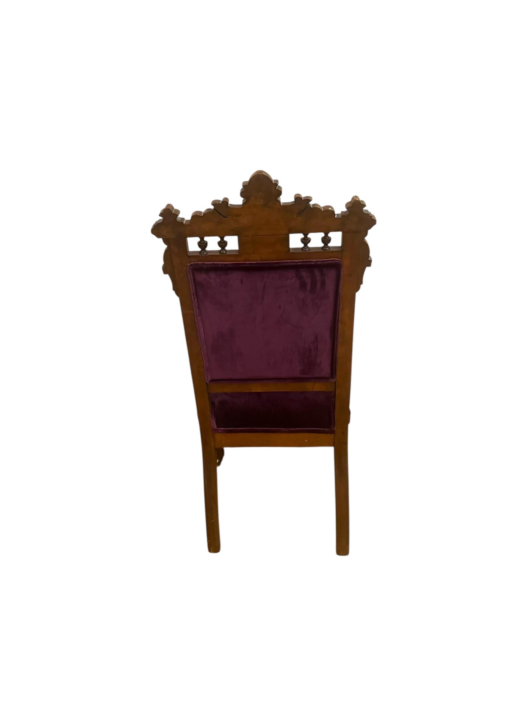 Antique Victorian Eastlake Style 3 Piece Carved Walnut Parlor Set Reupholstered For Sale 5