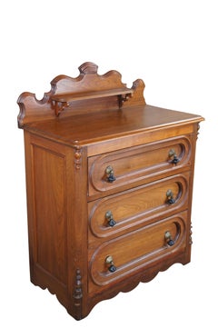 Antique Victorian Eastlake Walnut 3 Drawer Chest of Drawers Dresser 34"