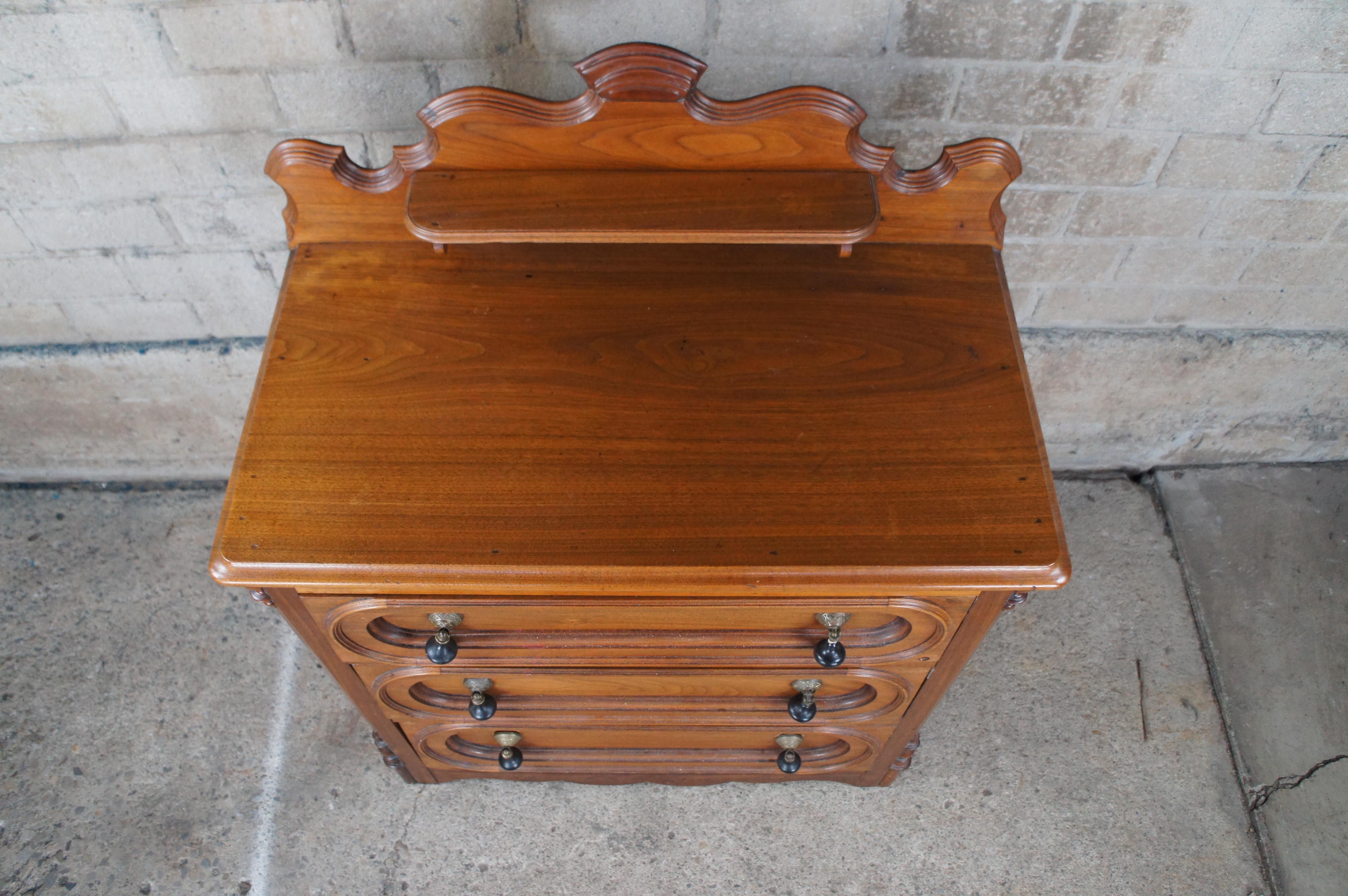 19th Century Antique Victorian Eastlake Walnut 3 Drawer Chest of Drawers Dresser 34