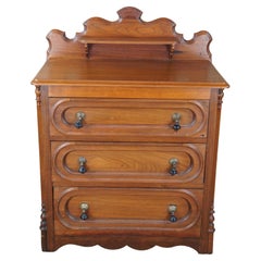 Antique Victorian Eastlake Walnut 3 Drawer Chest of Drawers Dresser 34"