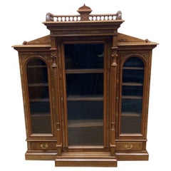 Antique Victorian Eastlake Walnut Bookcase Display Case