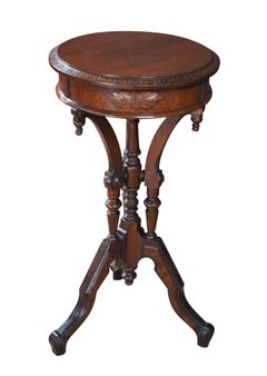 Antique Victorian Eastlake Walnut Burl Carved Pedestal Table Sculpture Stand