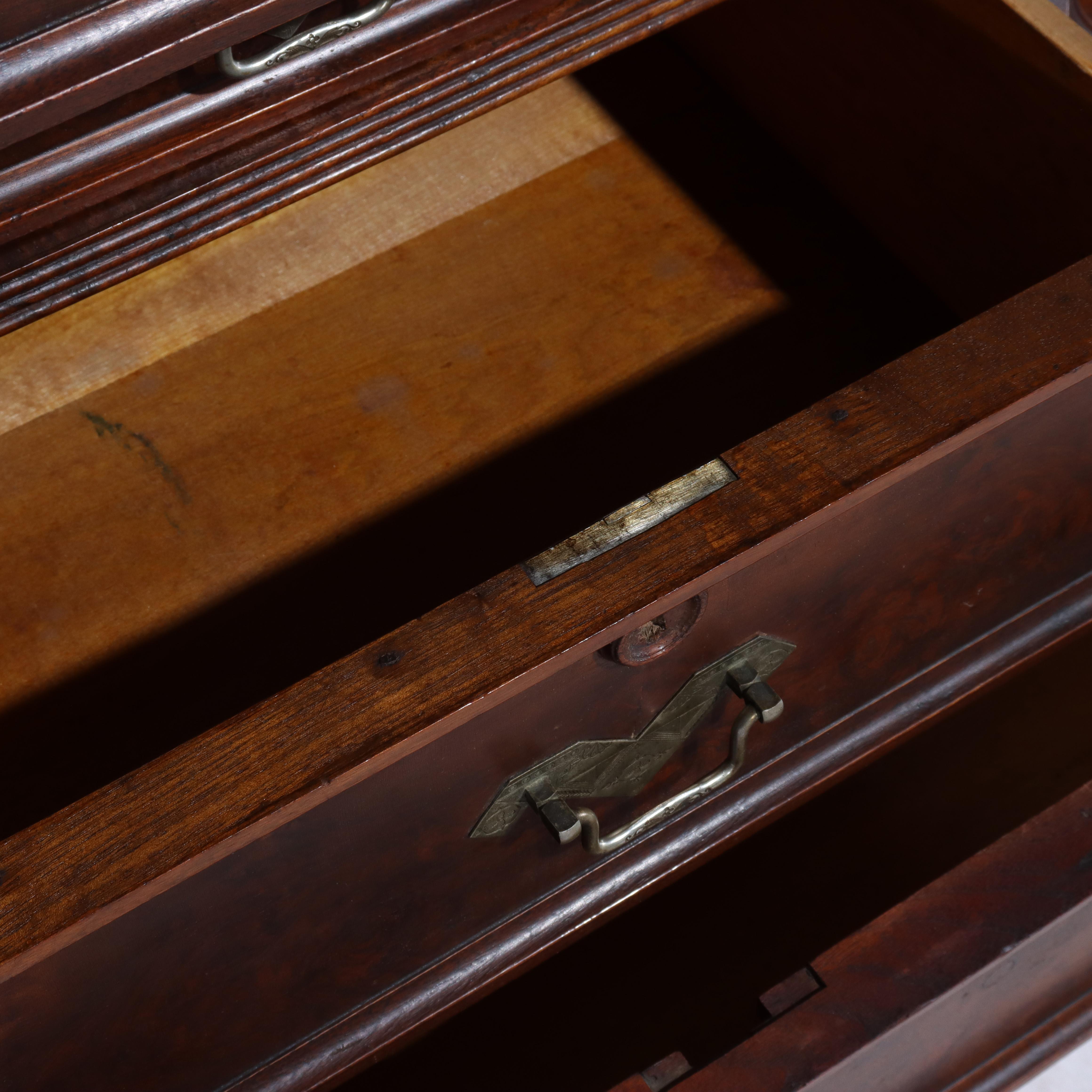 19th Century Antique Victorian Eastlake Walnut & Burl Cylinder Secretary Desk c1890 For Sale