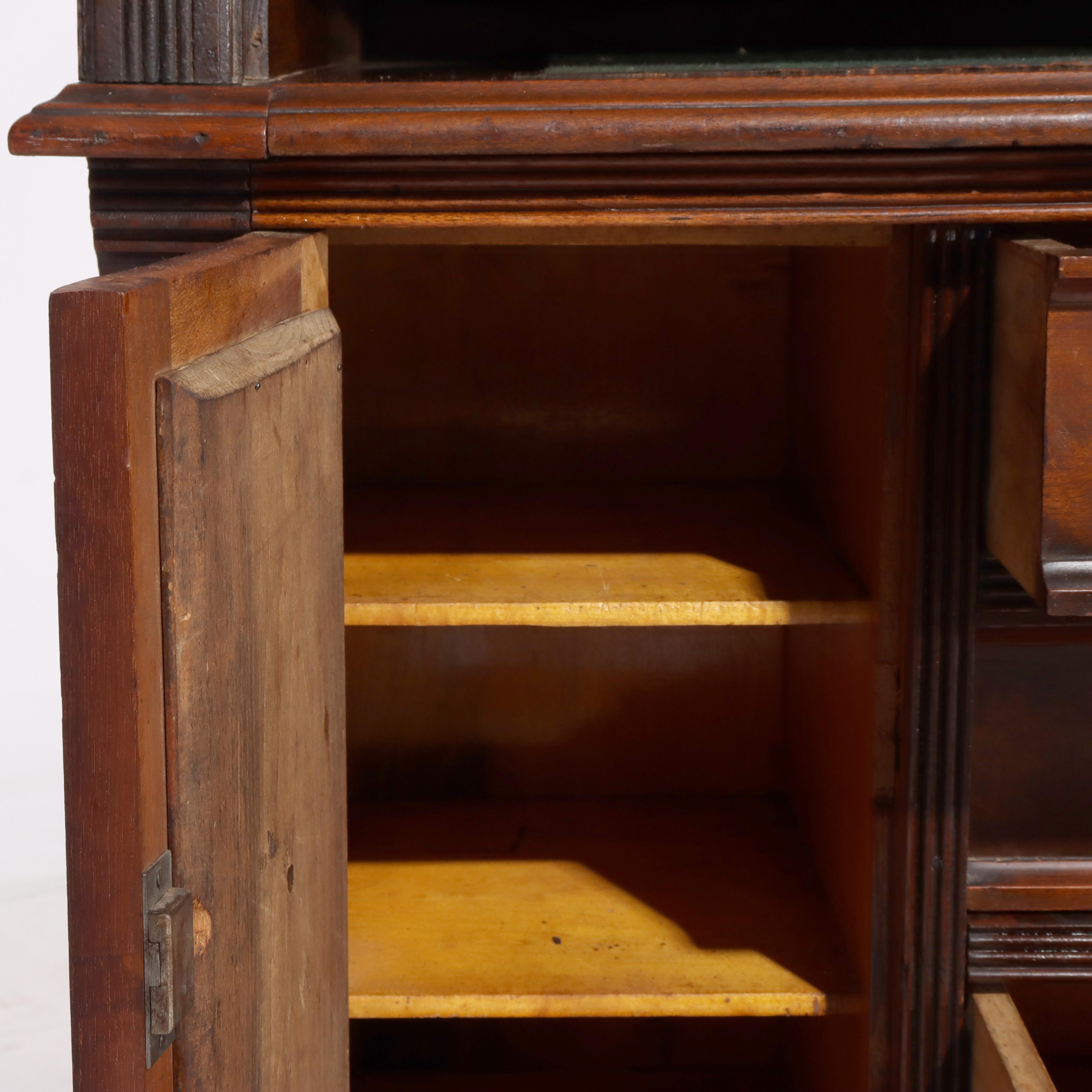 Antique Victorian Eastlake Walnut & Burl Cylinder Secretary Desk c1890 For Sale 1