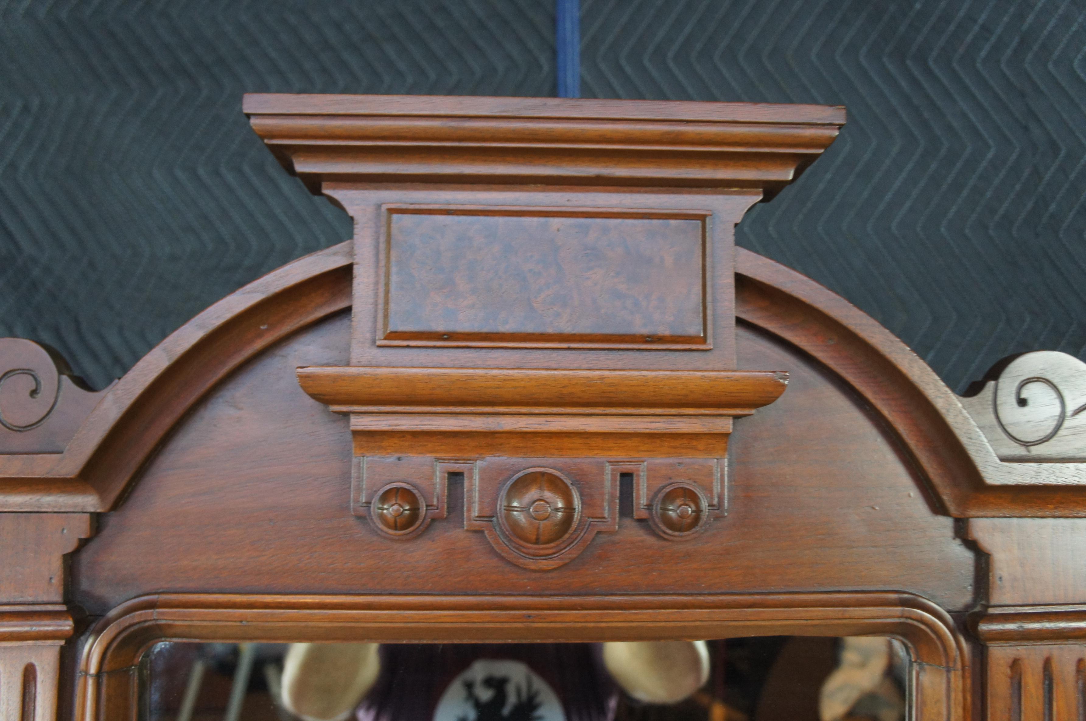 Antique Victorian Eastlake Walnut Burl Marble Gentlemans Dropwell Dresser Vanity In Good Condition In Dayton, OH