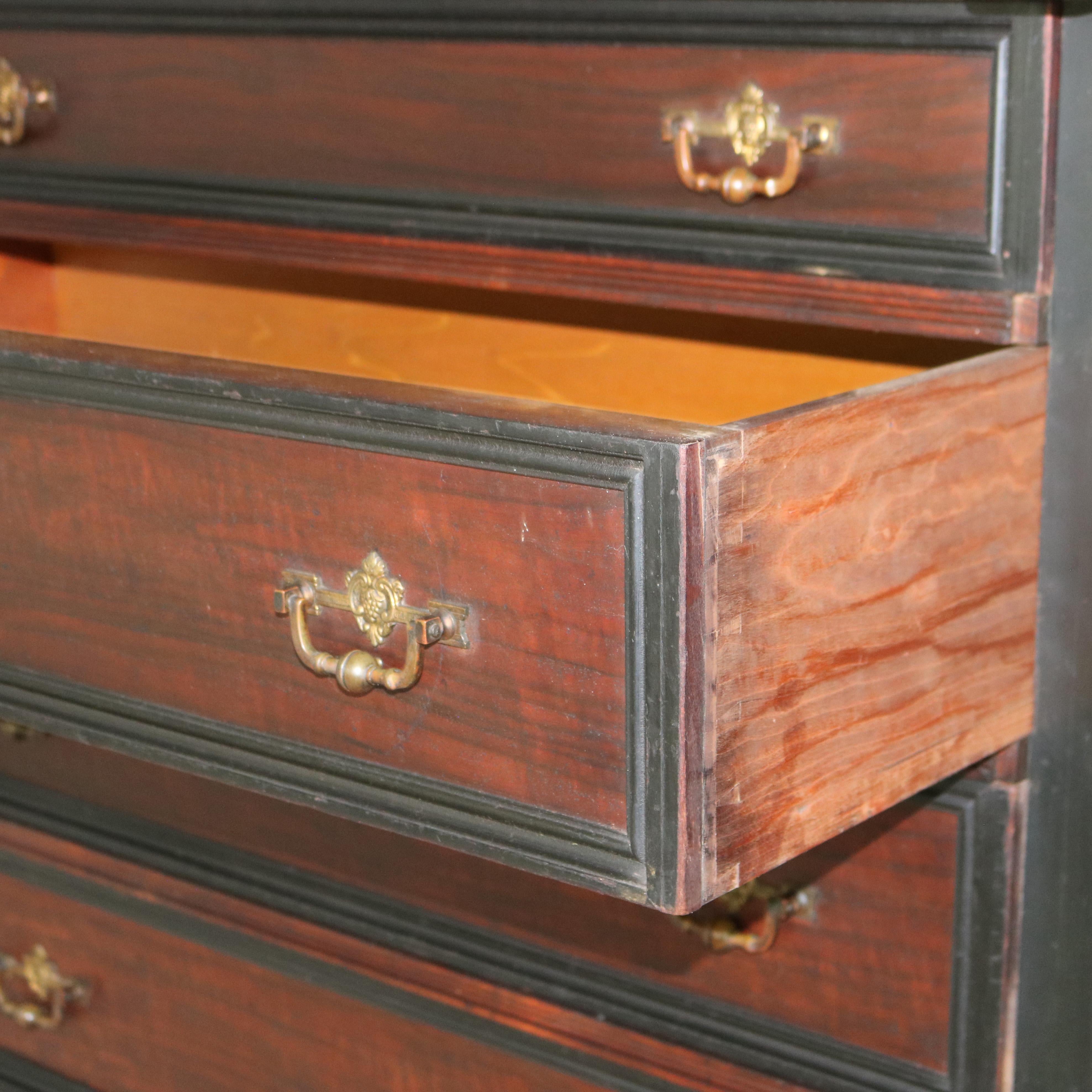 Antique Victorian Eastlake Walnut & Ebonized Seven Drawer Lock Side Chest C1890 7