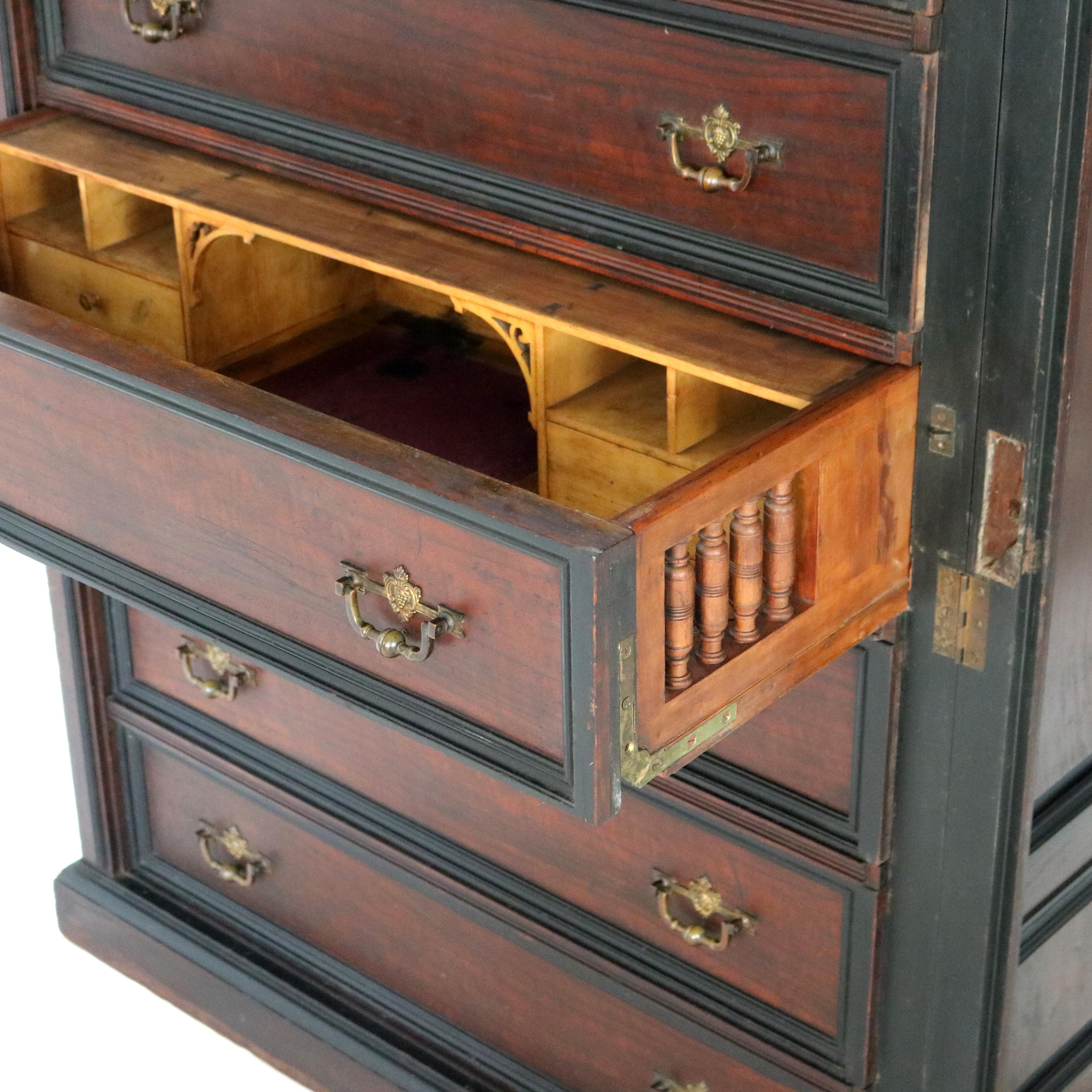 ***Reduced Delivery Rates - See Below or Click “Ask The Seller” to Request a Quote***

Antique Victorian Eastlake Walnut And Ebonized 7 Drawer Lock-Side Chest C1890

Measures - 60.25