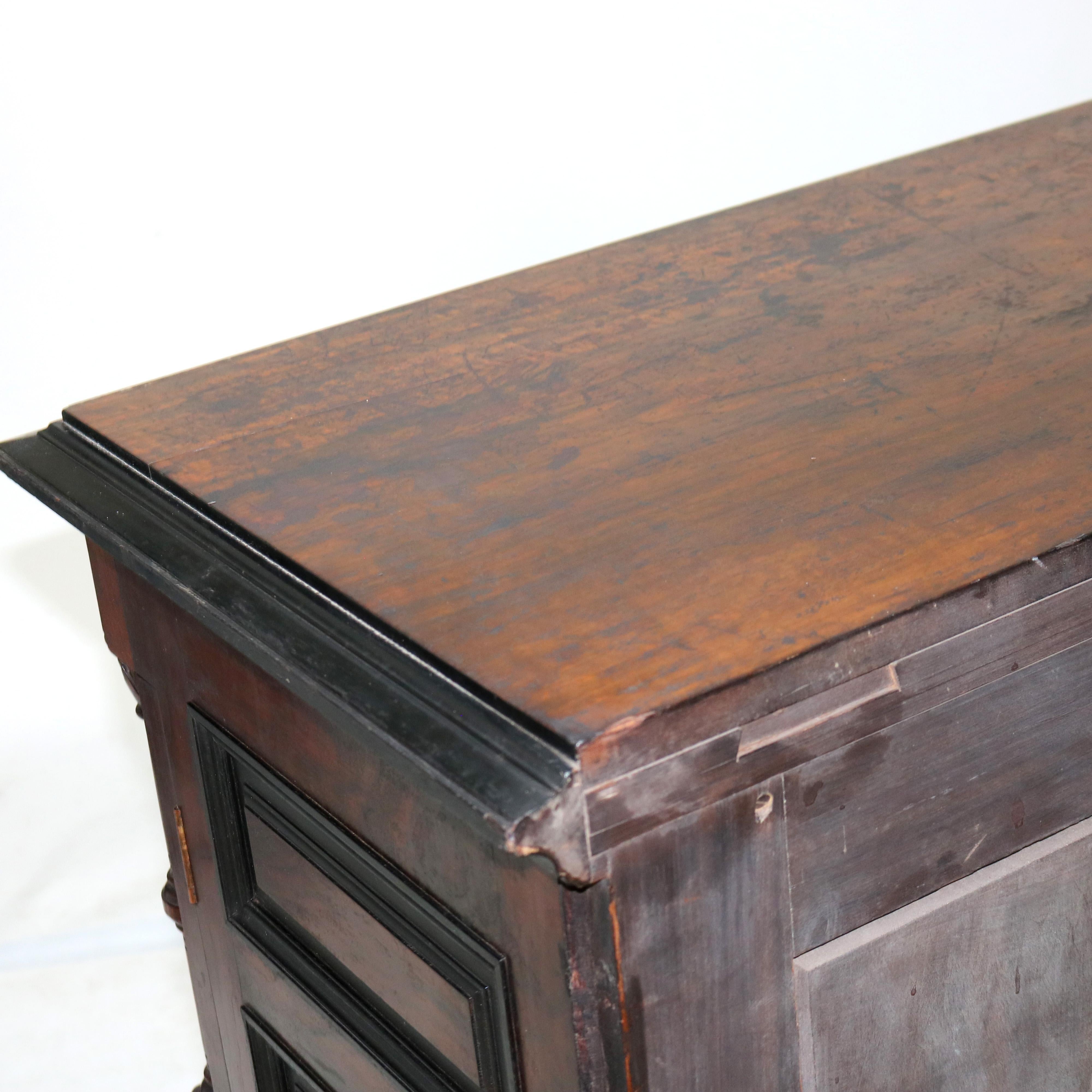 Antique Victorian Eastlake Walnut & Ebonized Seven Drawer Lock Side Chest C1890 16