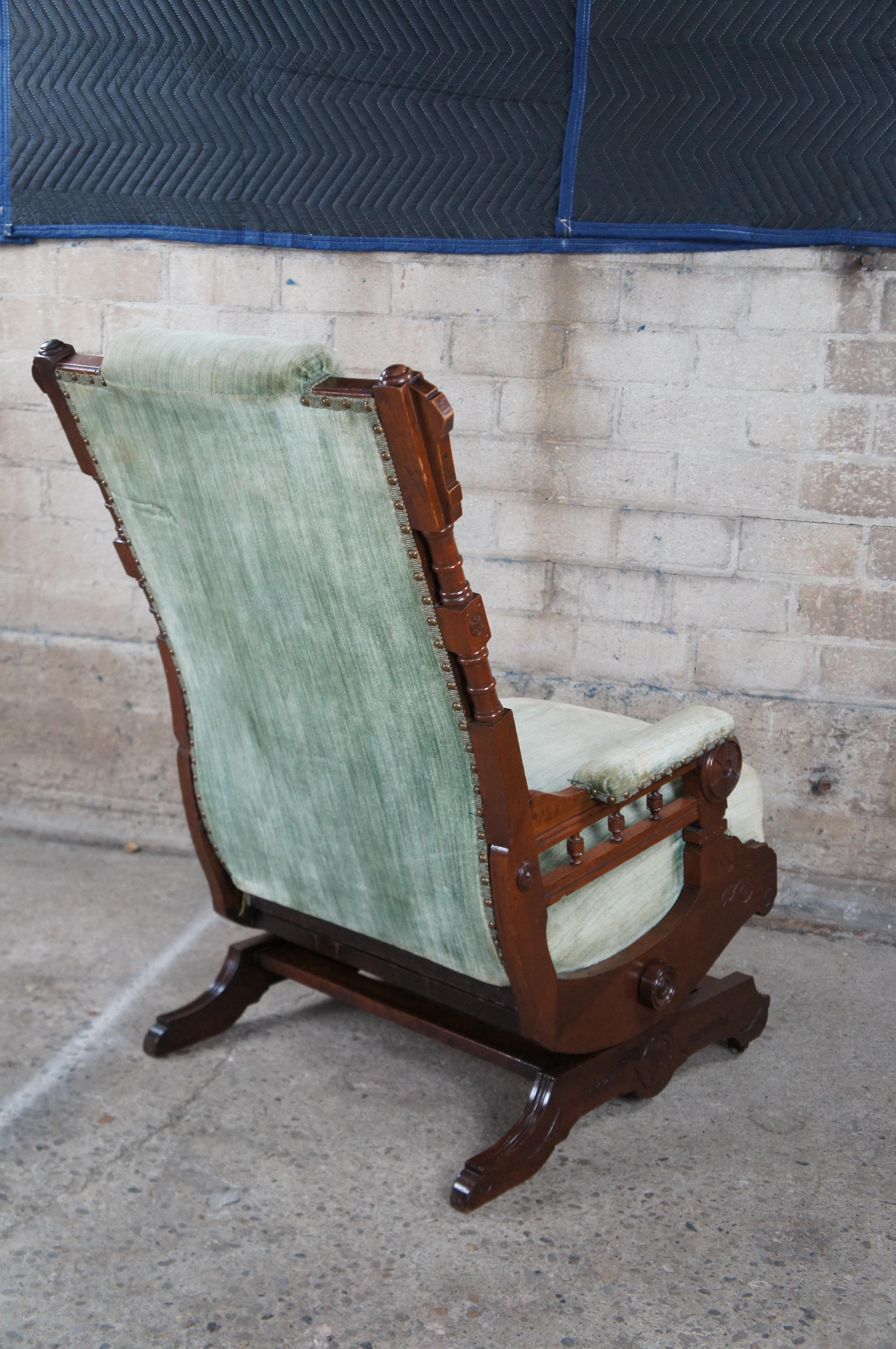 Antique Victorian Eastlake Walnut Platform Parlor Rocker Rocking Chair 5
