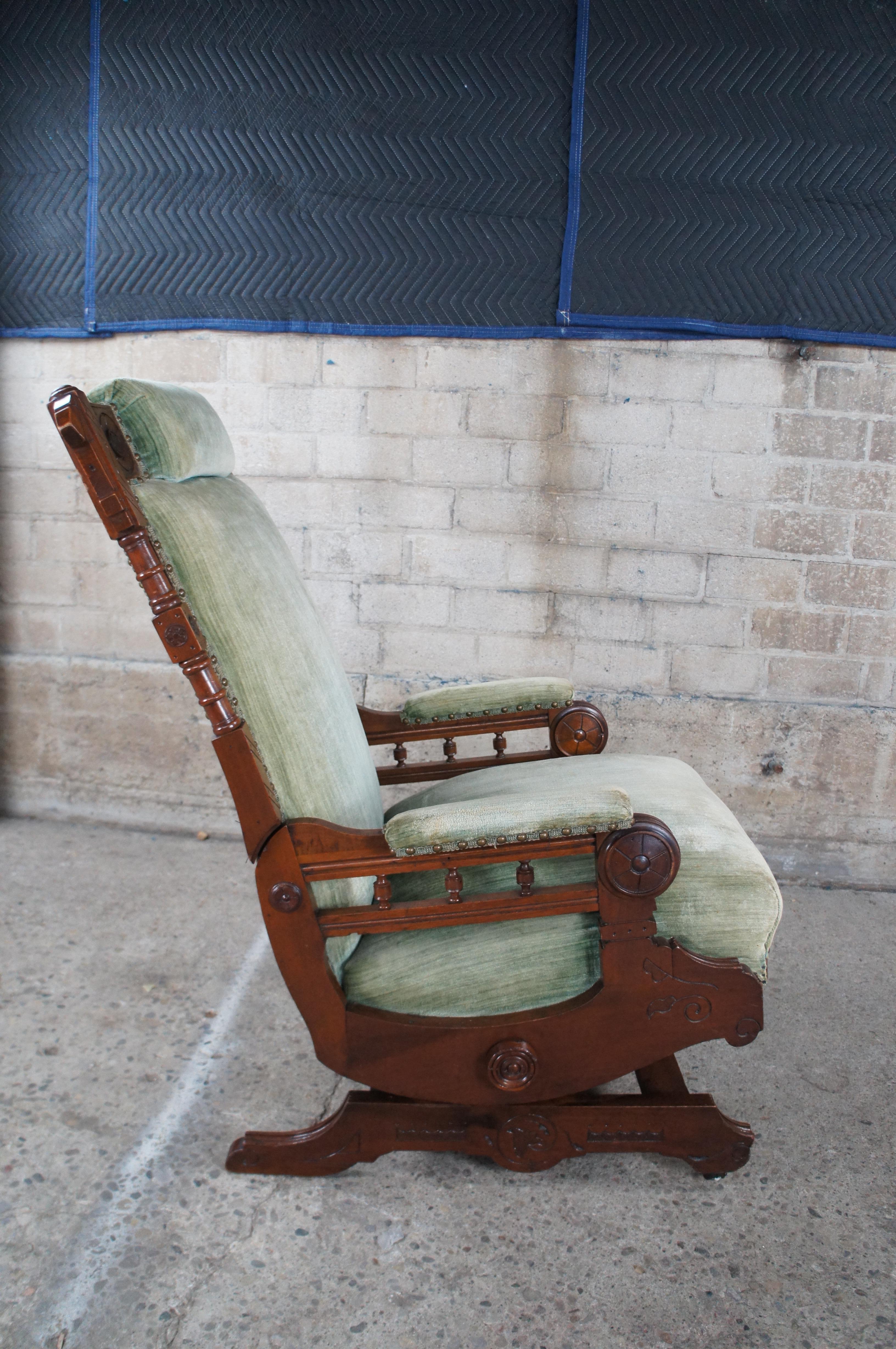 Antique Victorian Eastlake Walnut Platform Parlor Rocker Rocking Chair 6
