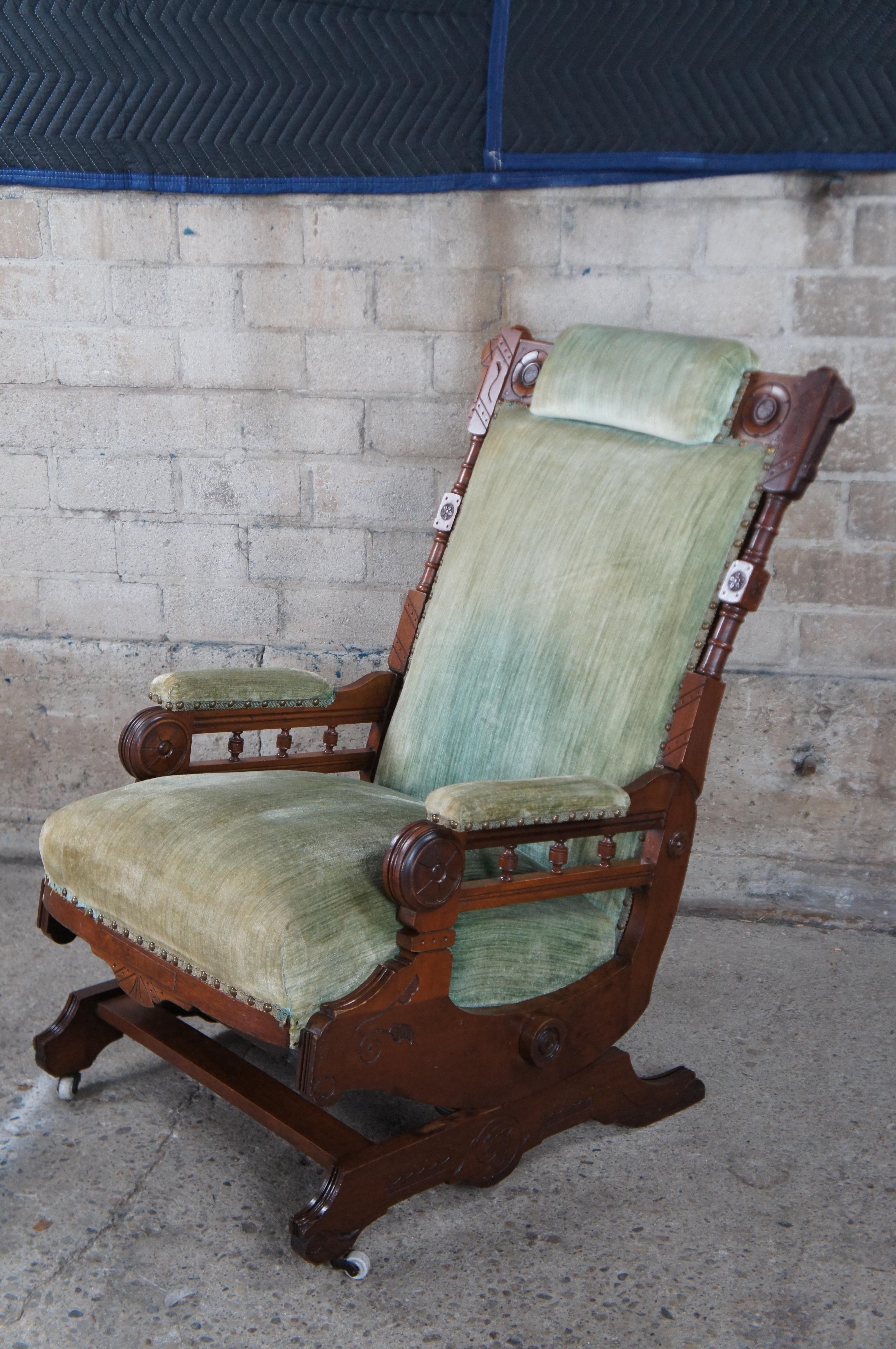 19th Century Antique Victorian Eastlake Walnut Platform Parlor Rocker Rocking Chair