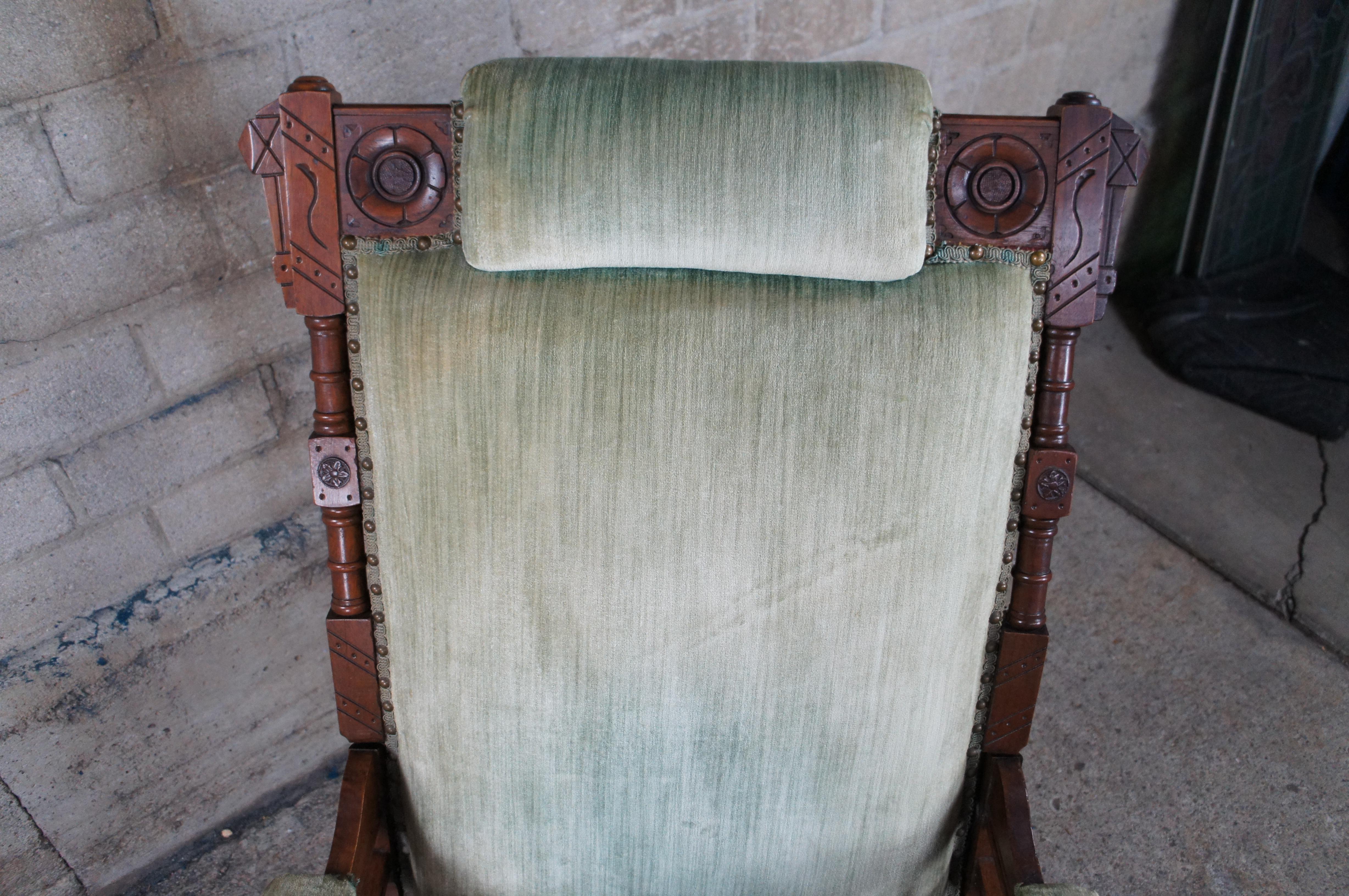 Antique Victorian Eastlake Walnut Platform Parlor Rocker Rocking Chair 2