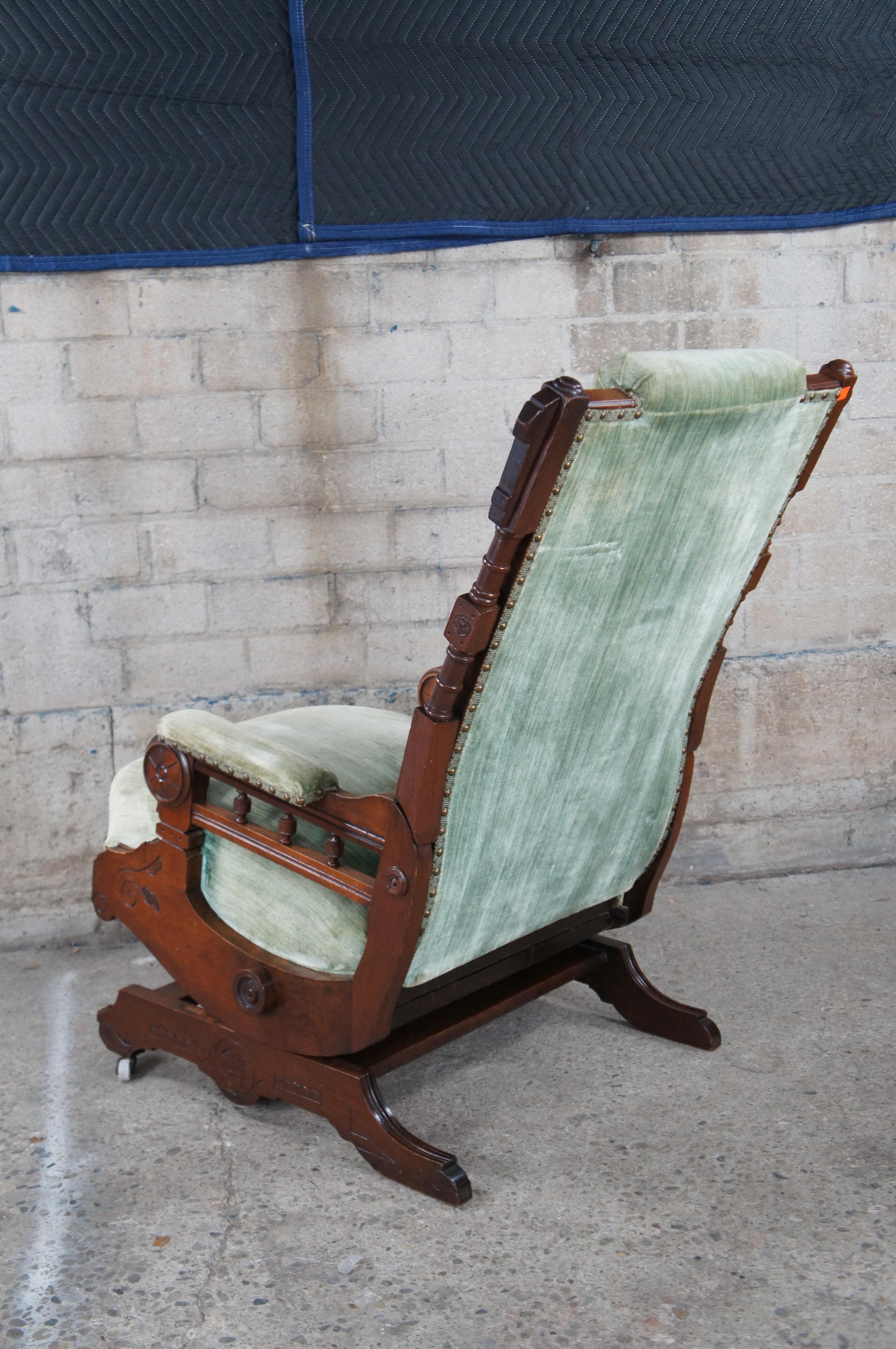 Antique Victorian Eastlake Walnut Platform Parlor Rocker Rocking Chair 4