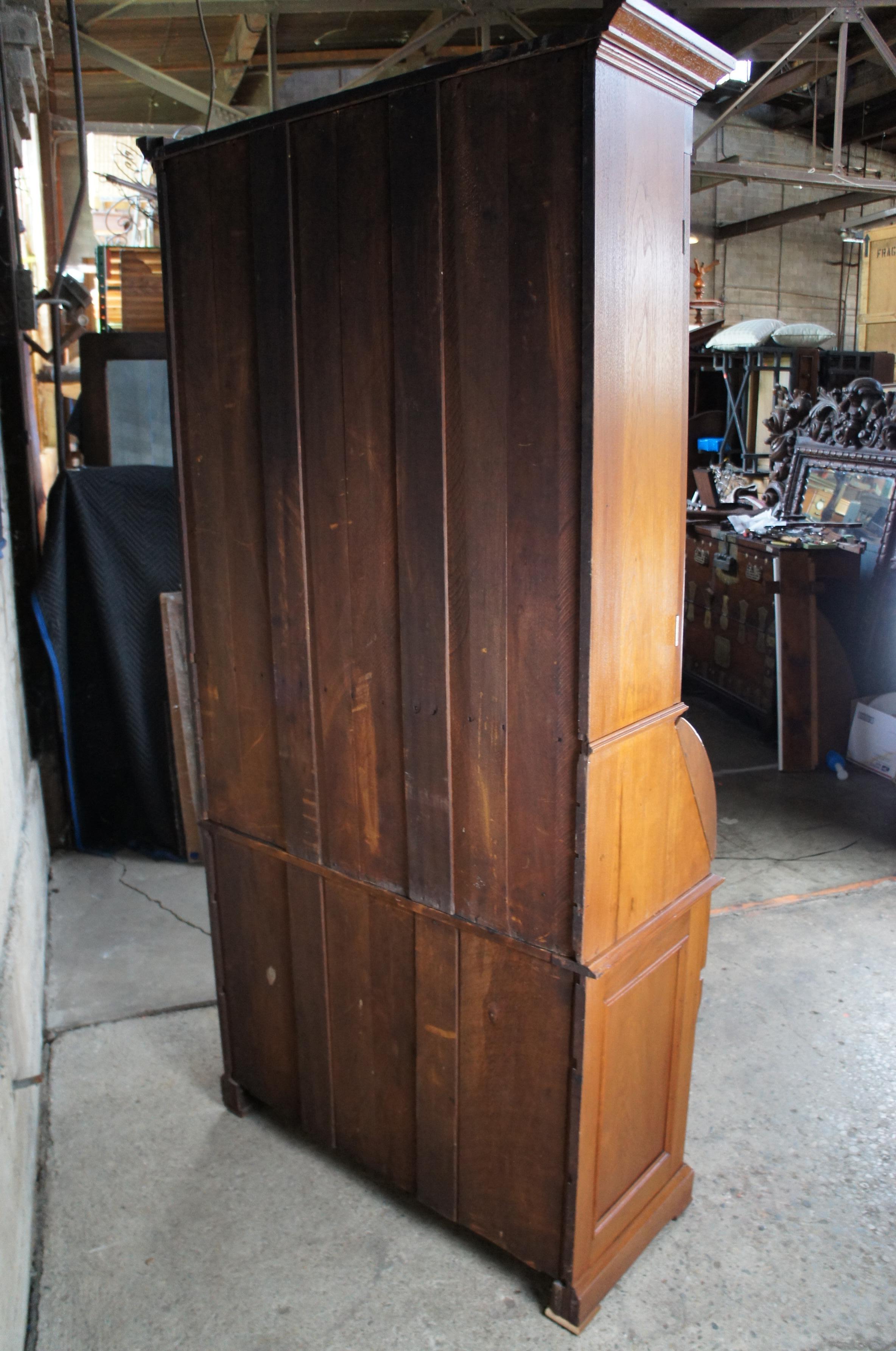 Antique Victorian Eastlake Walnut Secretary Desk Bookcase Hutch Display Cabinet 5