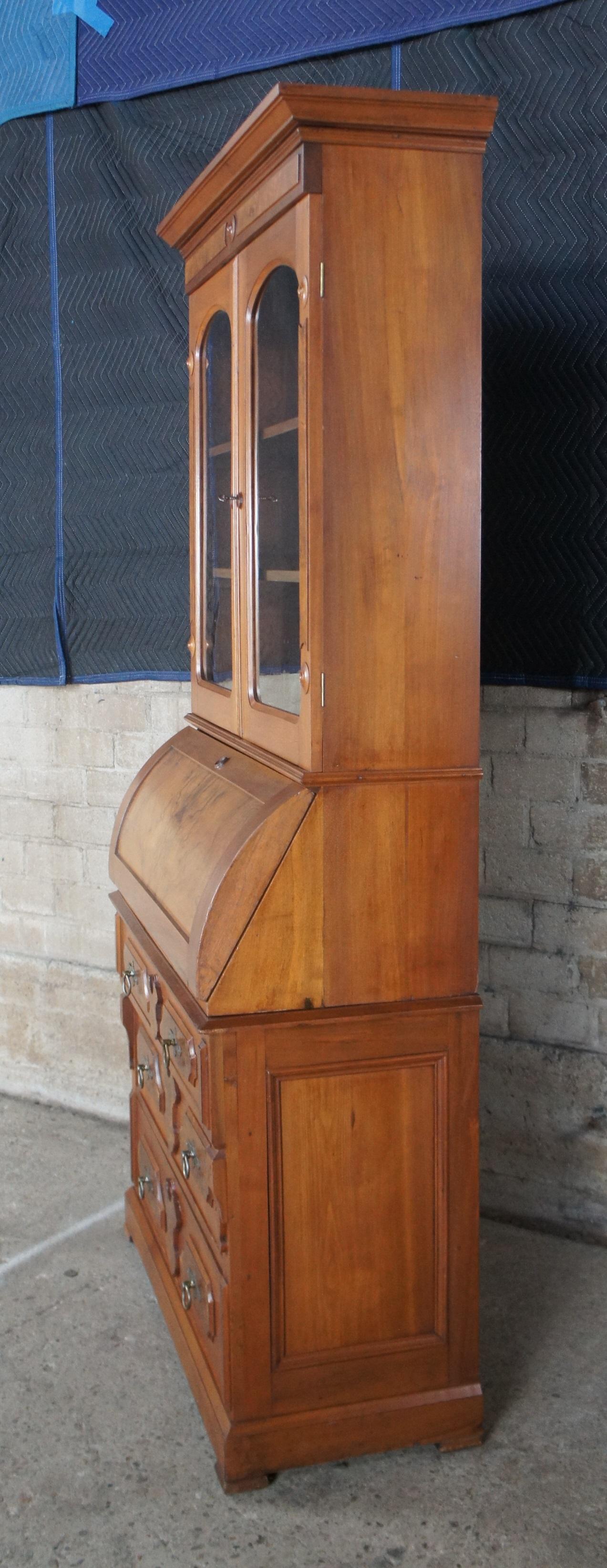 Antique Victorian Eastlake Walnut Secretary Desk Bookcase Hutch Display Cabinet 2