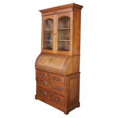 Antique Victorian Eastlake Walnut Secretary Desk Bookcase Hutch Display Cabinet