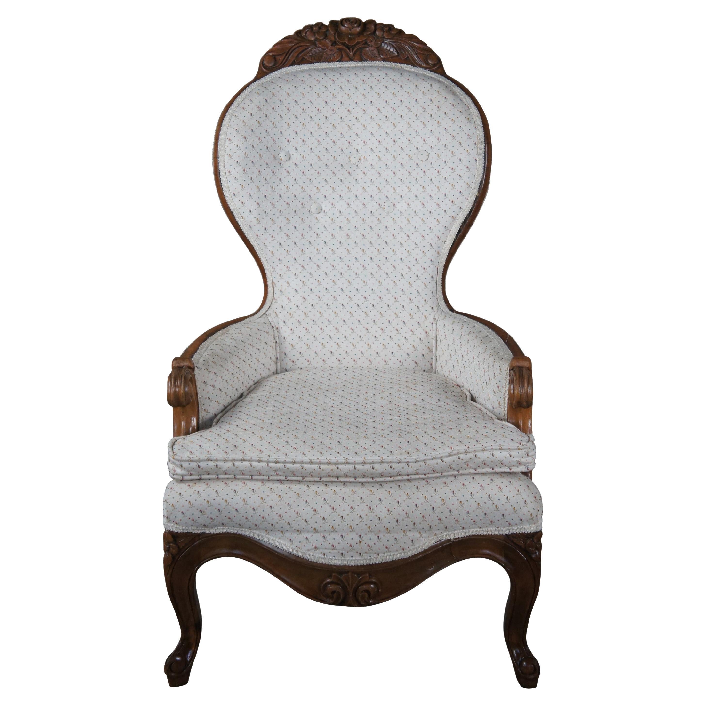 Antique Victorian Eastlake Walnut Spoon Back Parlor Library Accent Arm Chair