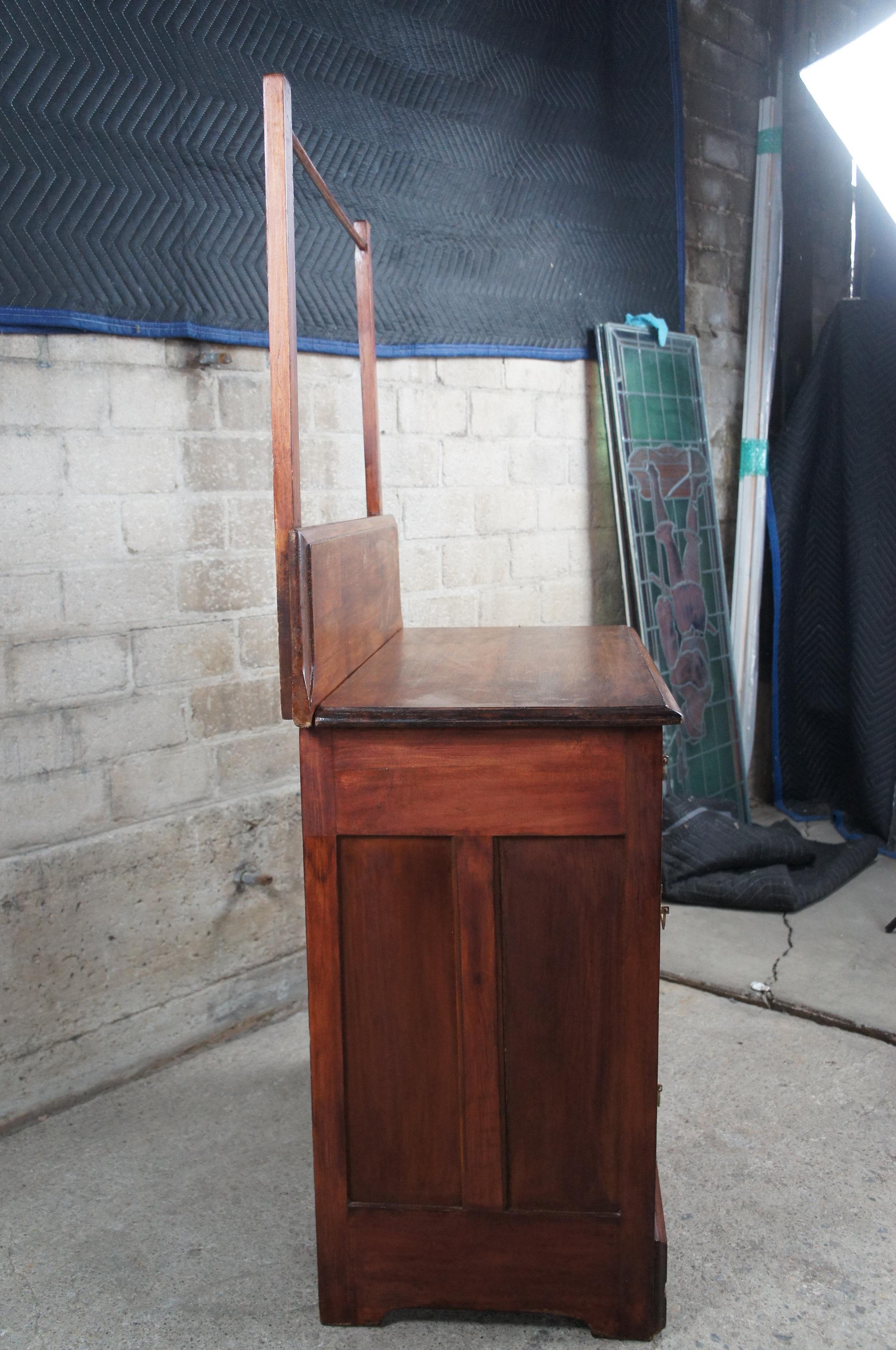 Antique Victorian Eastlake Washstand Cabinet Dry Sink Commode w Towel Bar  For Sale 4