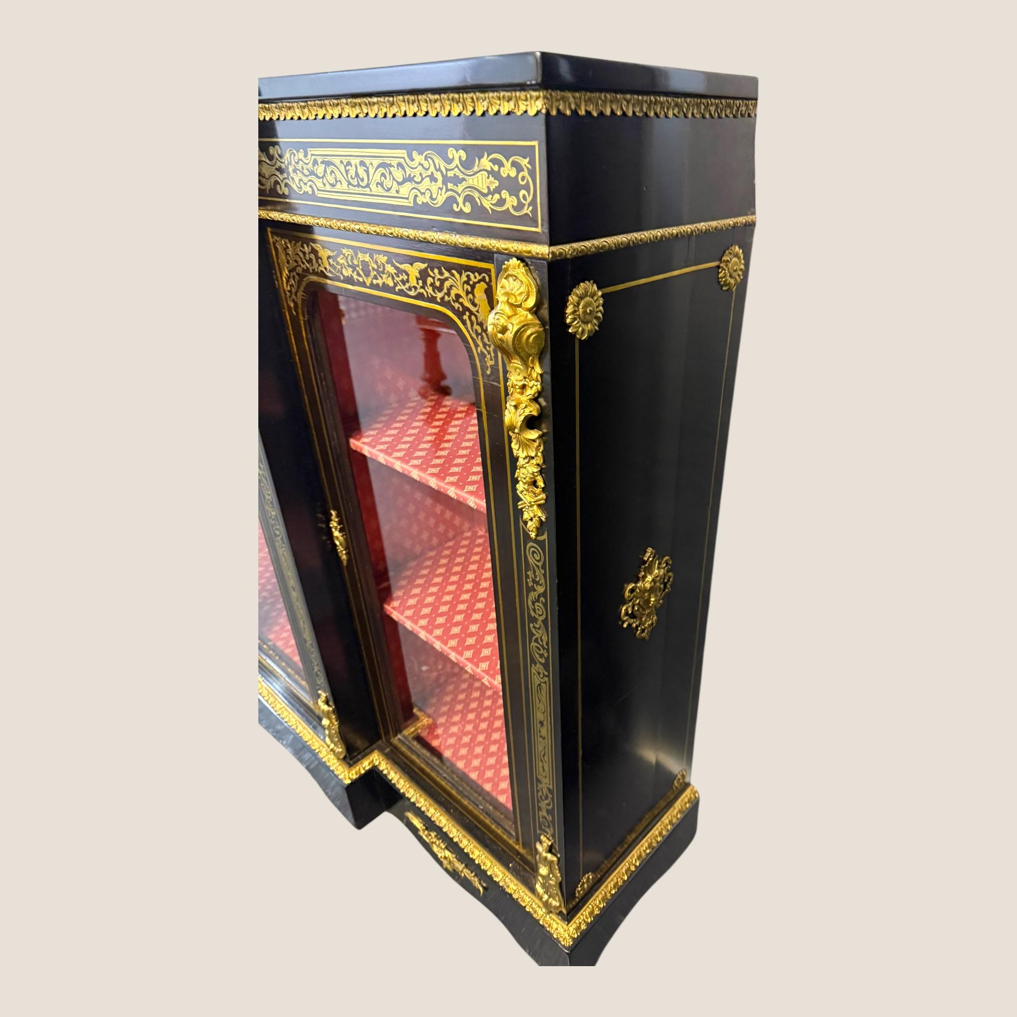 Antique Victorian Ebonised & Brass Inlaid Boulle Breakfront Credenza Sideboard For Sale 6