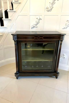 Antique Victorian Ebonised & Inlaid Display Cabinet