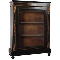 Antique Victorian Ebonized and Inlaid Pier Display Cabinet
