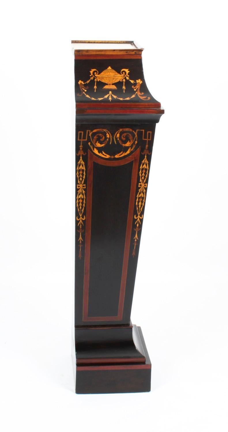 Antique Victorian Ebonised & Marquetry Pedestal Stand 19th Century 1
