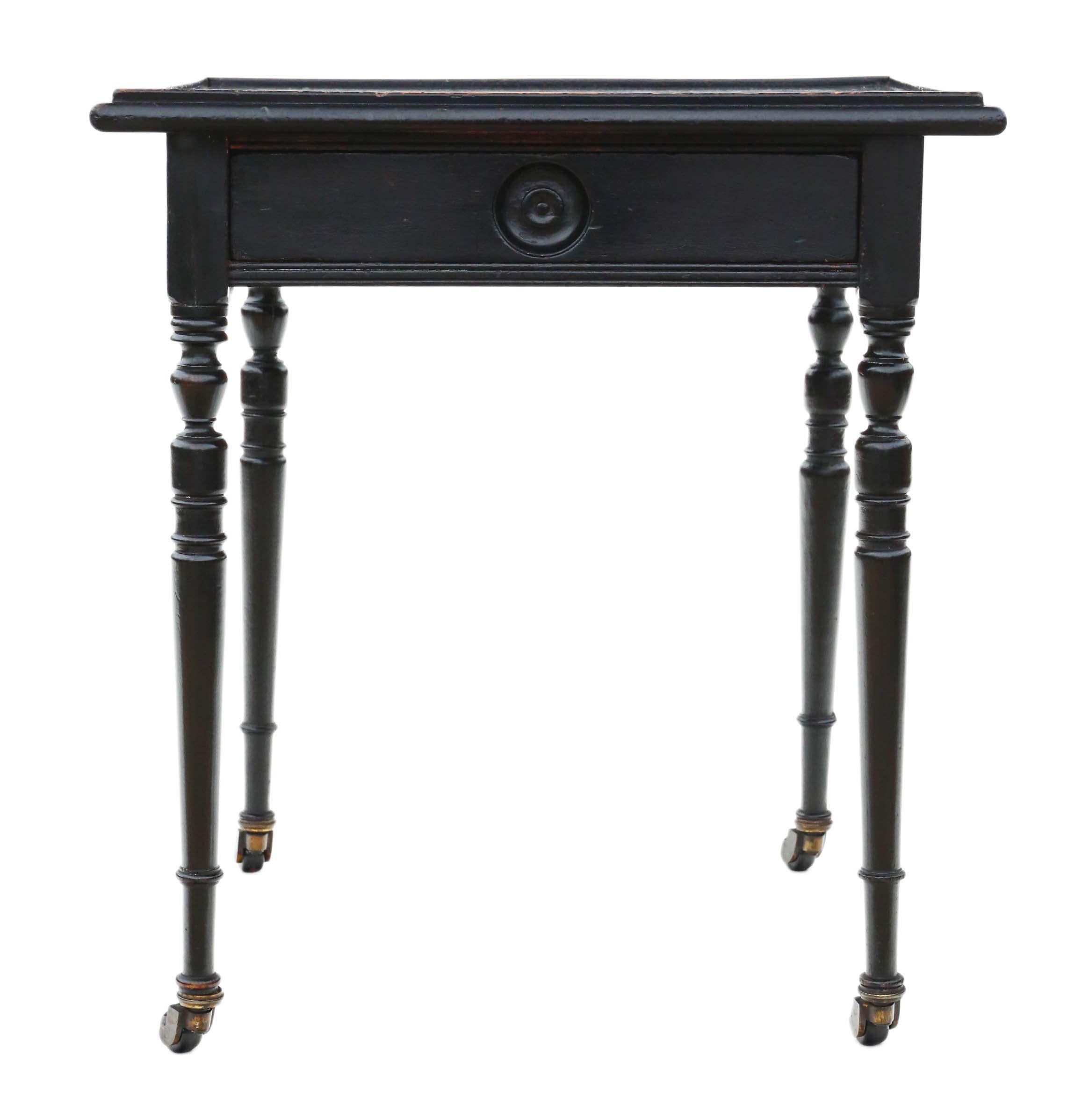 Antique Victorian Ebonised Side Occasional Lamp Coffee Wine Table In Good Condition For Sale In Wisbech, Cambridgeshire
