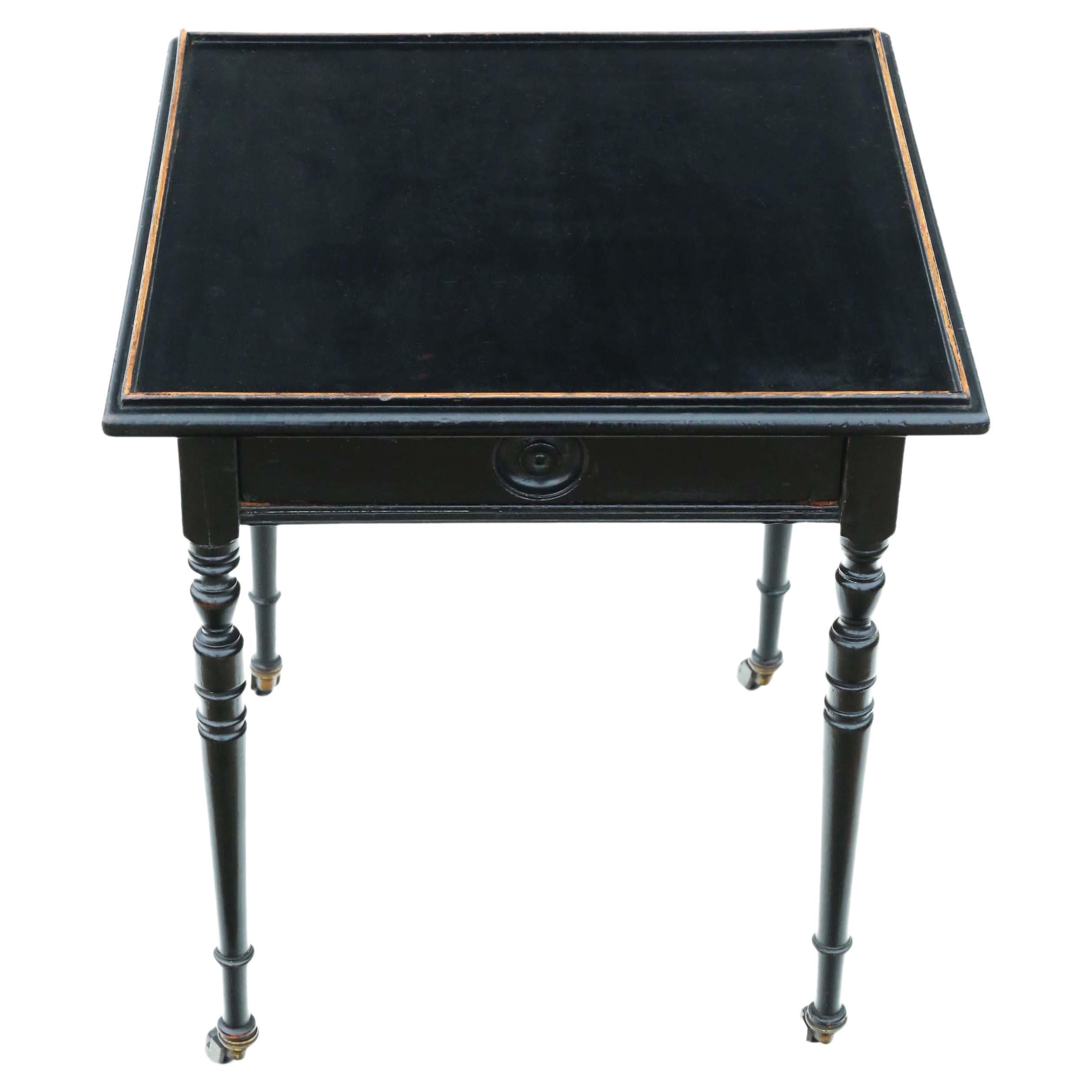 Antique Victorian Ebonised Side Occasional Lamp Coffee Wine Table For Sale