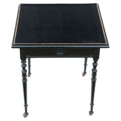 Antique Victorian Ebonised Side Occasional Lamp Coffee Wine Table
