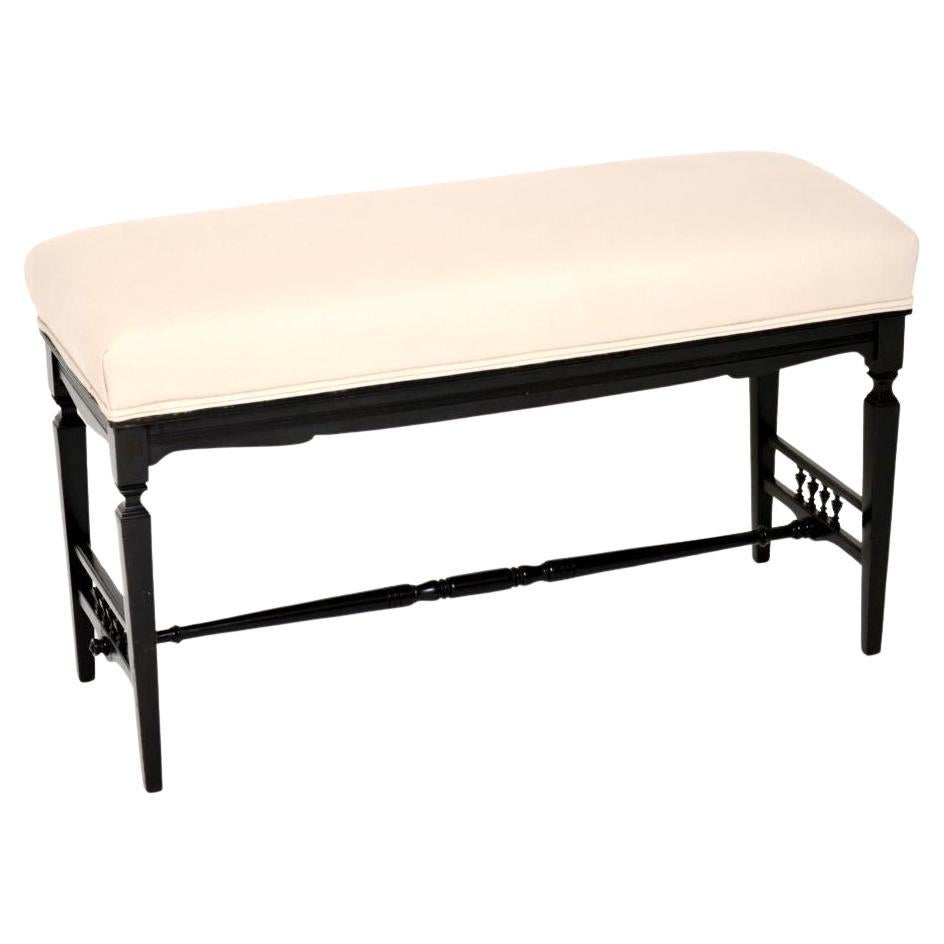 Antique Victorian Ebonised Stool / Bench