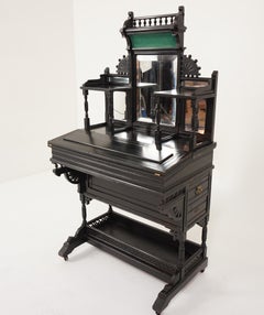 Antique Victorian Ebonized Aesthetic Davenport Desk, Scotland 1880, B2943