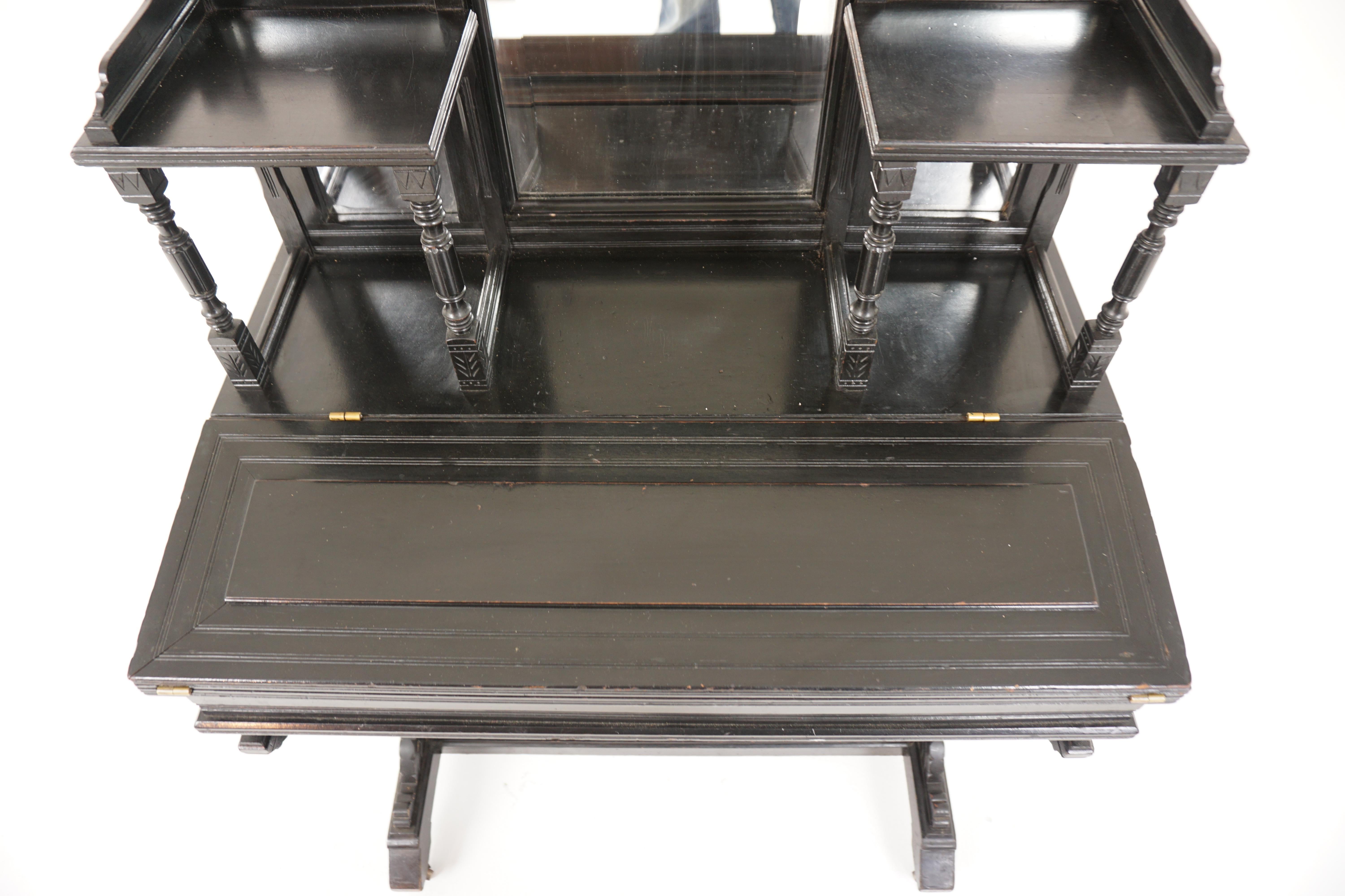 Walnut Antique Victorian Ebonized Aesthetic Davenport Desk, Scotland 1880, B2943